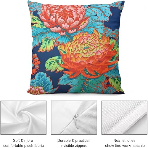Miniatura 8 de Funda de almohada floral azul marino y rojo, fundas de almohada de terciopelo chinoiserie, fundas de cojín de flores, fundas de almohada de granja,