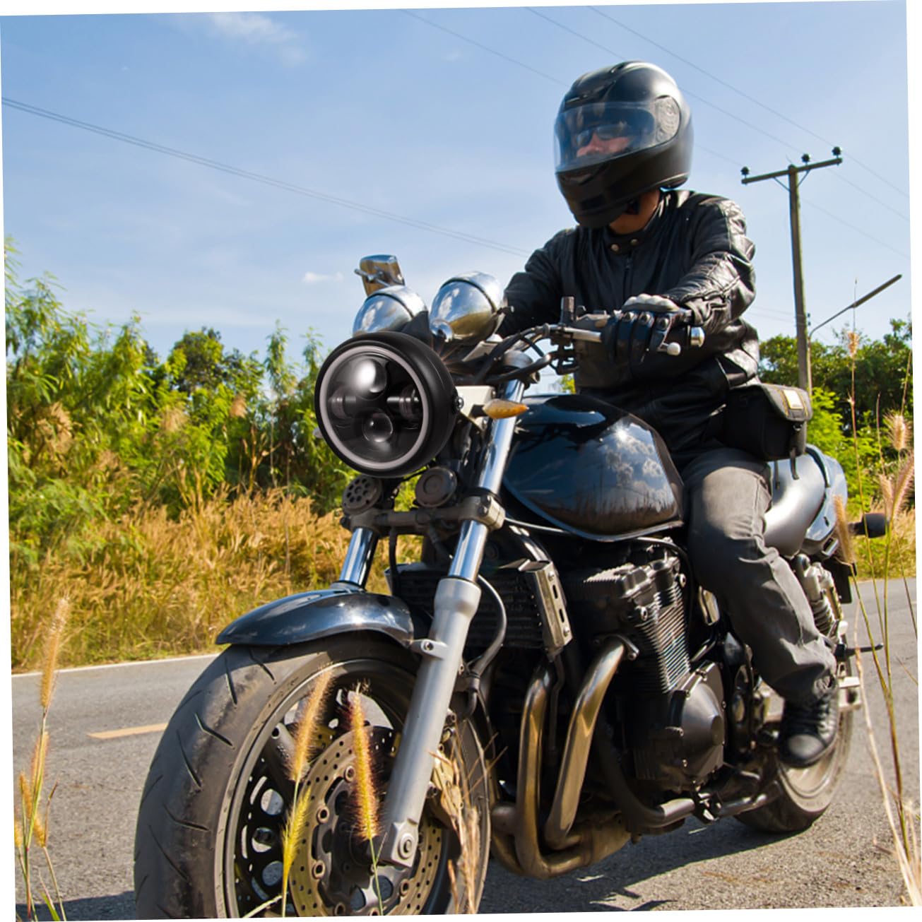 ABOOFAN Faro a LED per Moto Retrò Luce di Guida Notturna, Lampada a LED Resistente All’usura per Guida in Condizioni Avverse, Gruppo Ottico Anteriore Compatibile per Moto Vintage
