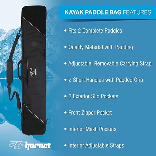 Miniatura 5 de Hornet Watersports Bolsa de remo de kayak  Bolsa de kayak para 2 paletas de kayak  Bolsa de transporte y almacenamiento de remos de kayak