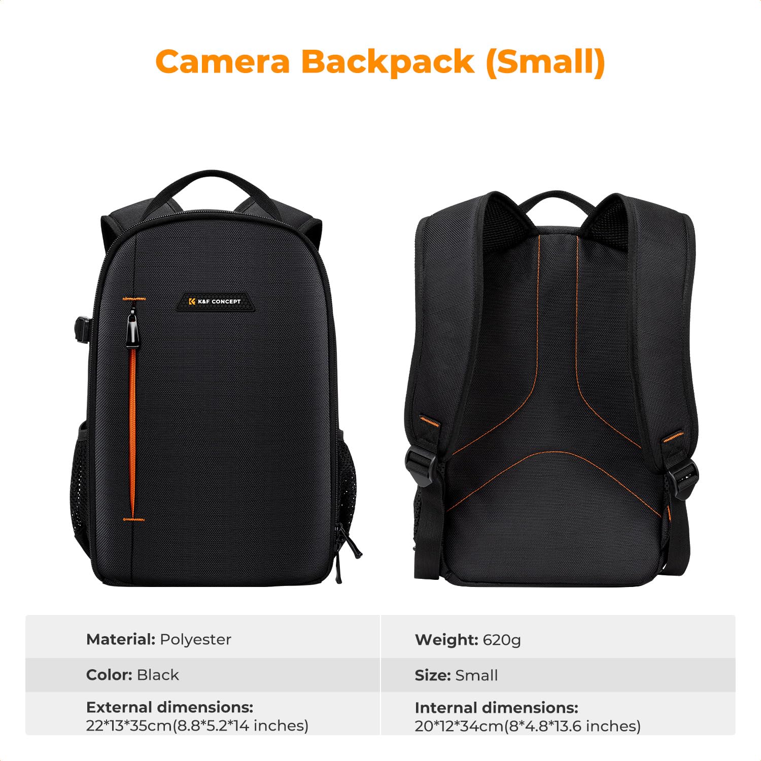 K&F CONCEPT Zaino per fotografica, zaini per macchina fotografica impermeabile leggero e compatto Borsa per fotocamera per DSLR SLR