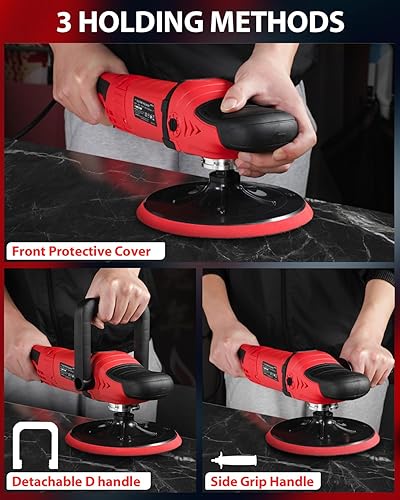 Miniatura 5 de AVID POWER Pulidora de búfer para automóvil, 6 velocidades variables 1000-3500 RPM, kit de cera de tampón rotativo con placa de respaldo de 6