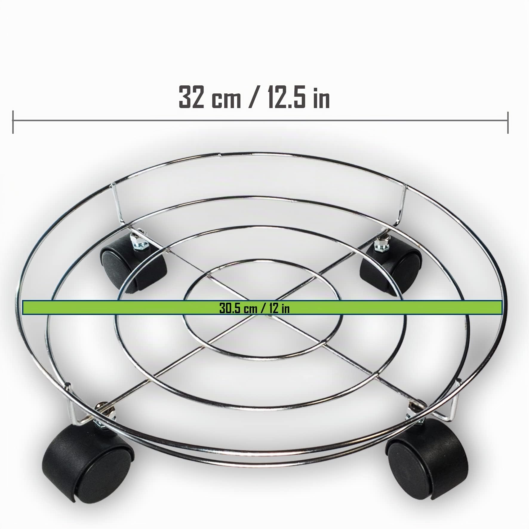 Soporte para Macetas con Ruedas, Soporte Plantas, Soporte Macetas Interior, Base con Ruedas, Ruedas Bombona Butano, Soporte Rodante.(2 Unidades, 32 cm / 12.5 in)