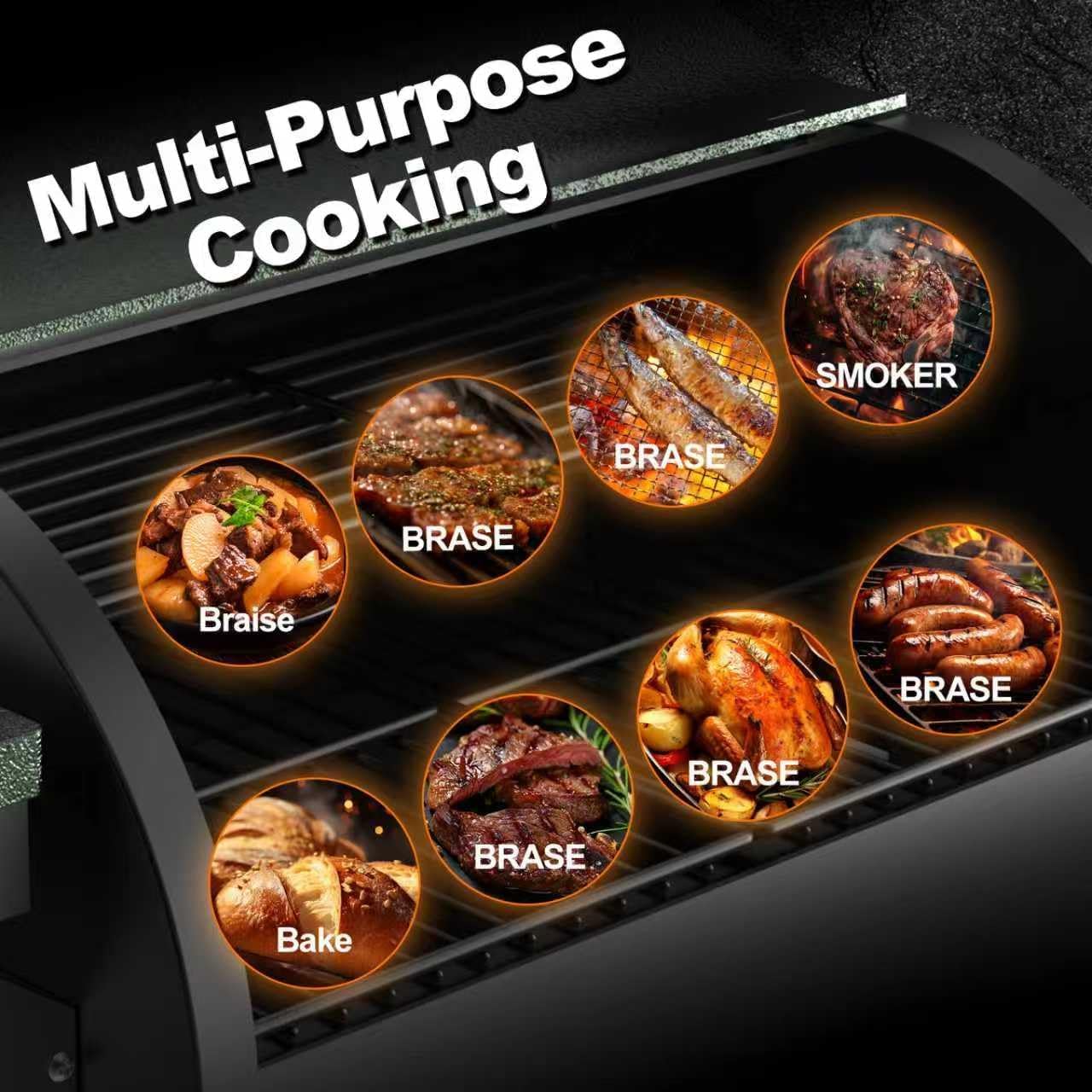 DAMNISS Holzpellet-Smoker & Grill, 0.29㎡ Kochbereich mit PID-Temperaturregelung (82.2-230.2 °C) Barbecue Elektrische Outdoor-Grills & Smoker, Terrasse, Hinterhof, Camping, für Fleisch, Braten (XL)