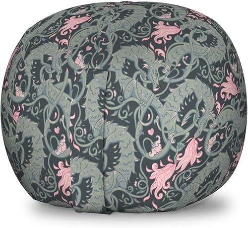 Miniatura 181 de Lunarable Silla de almacenamiento para adolescentes, coloridos patines de estilo retro, para actividades juveniles, para niñas y niños, divertido