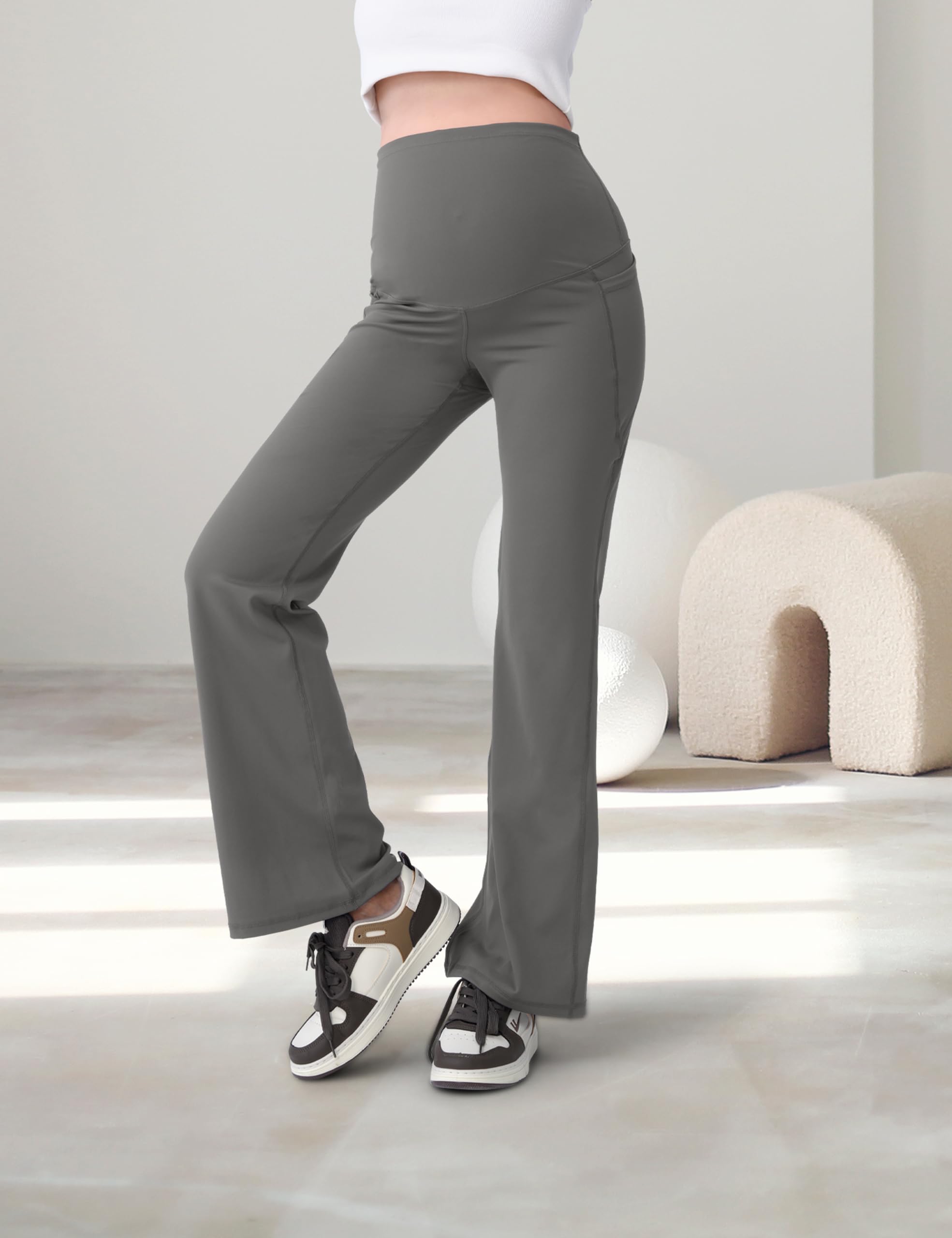 SUNNYBUY Leggings deportivos de mujer para embarazadas, pantalones de yoga para embarazadas, pantalones de maternidad sobre el abdomen, leggings de cintura alta con bolsillos