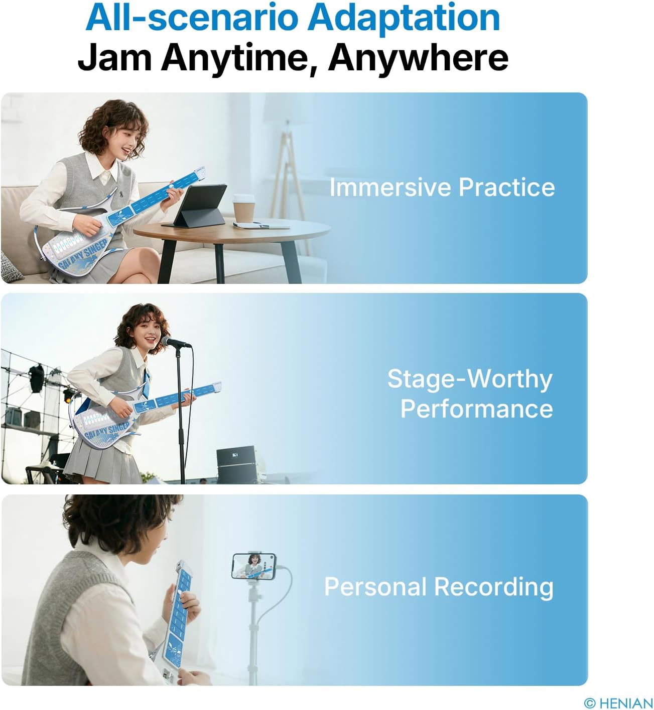 Enya CYBER-G Smart Guitar,Stringless Guitar with APP Learning,Built-in 24 instrument Sounds & Bluetooth,Portable Guitars for All Skill Levels,Gift Box Set