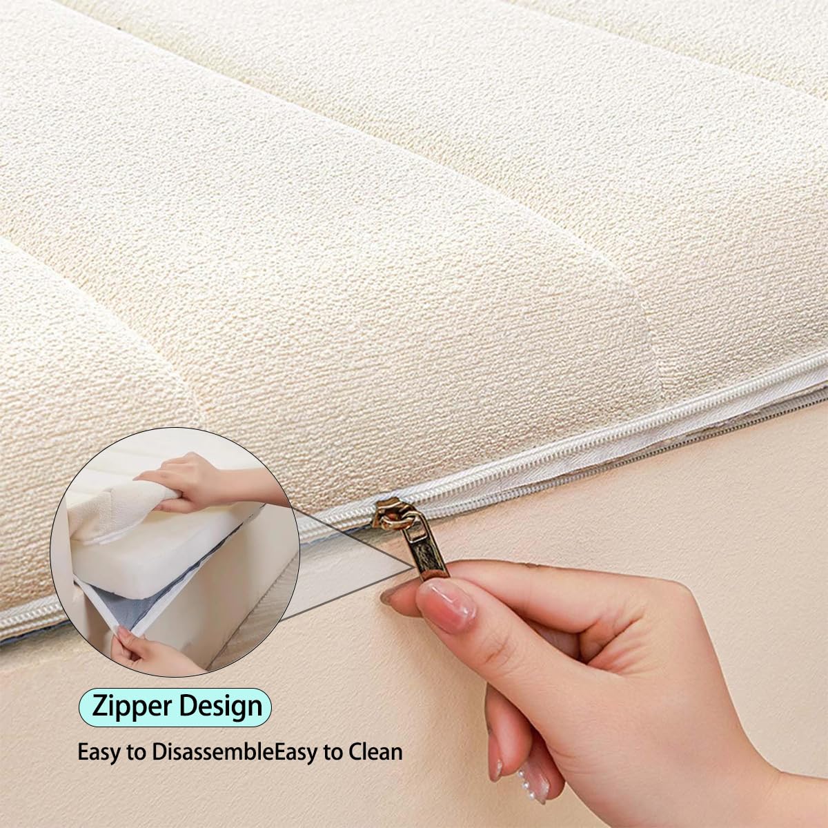 Panca antiscivolo 130 x 50 cm per interni finestra sedile Pad Anti Cat Scratch Fur Cush per scarpiera pianoforte bianco crema comodo e supporto slish