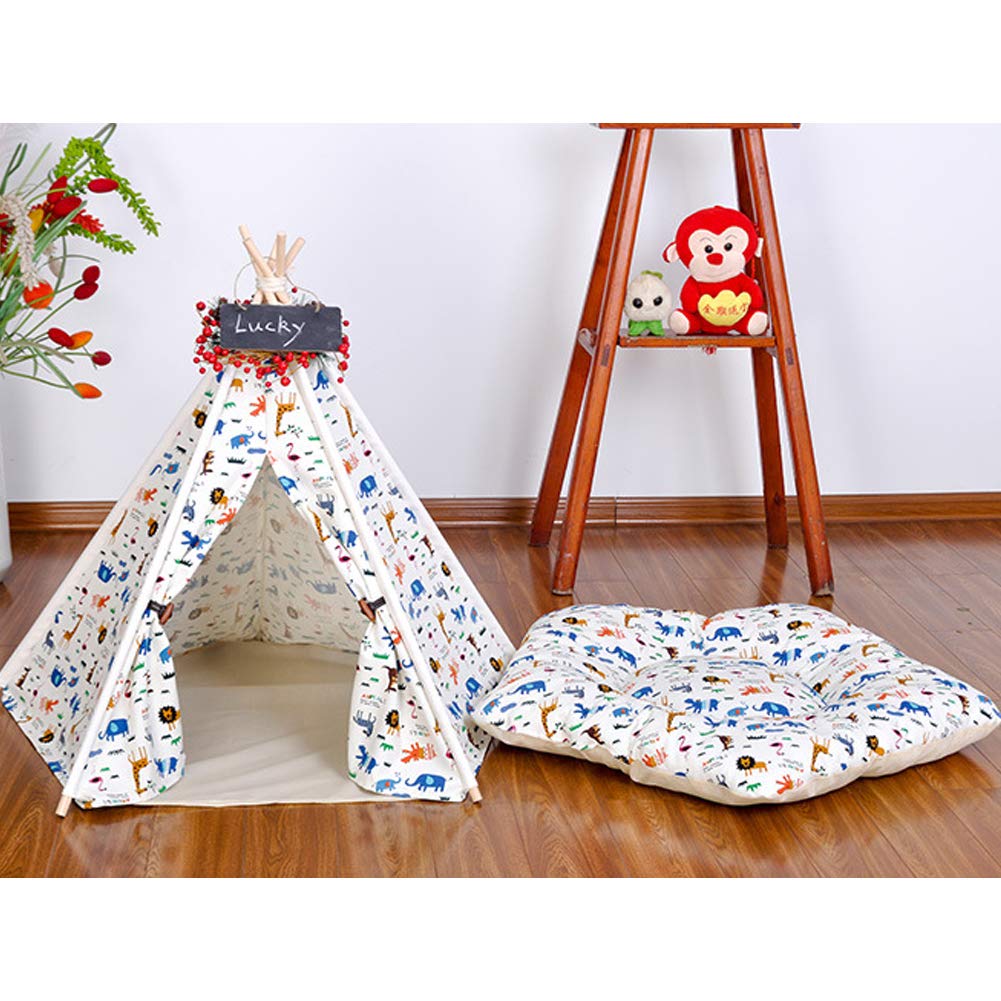 Tee-Shirt De Chien Tipi De Chat, Pet Tipe Chien Lit De Chat De Chiot, Maisons De Tentes pour Animaux De Compagnie Portables, Toile De Coton Toile De Tipis pour Animaux Domestiques avec Tapis