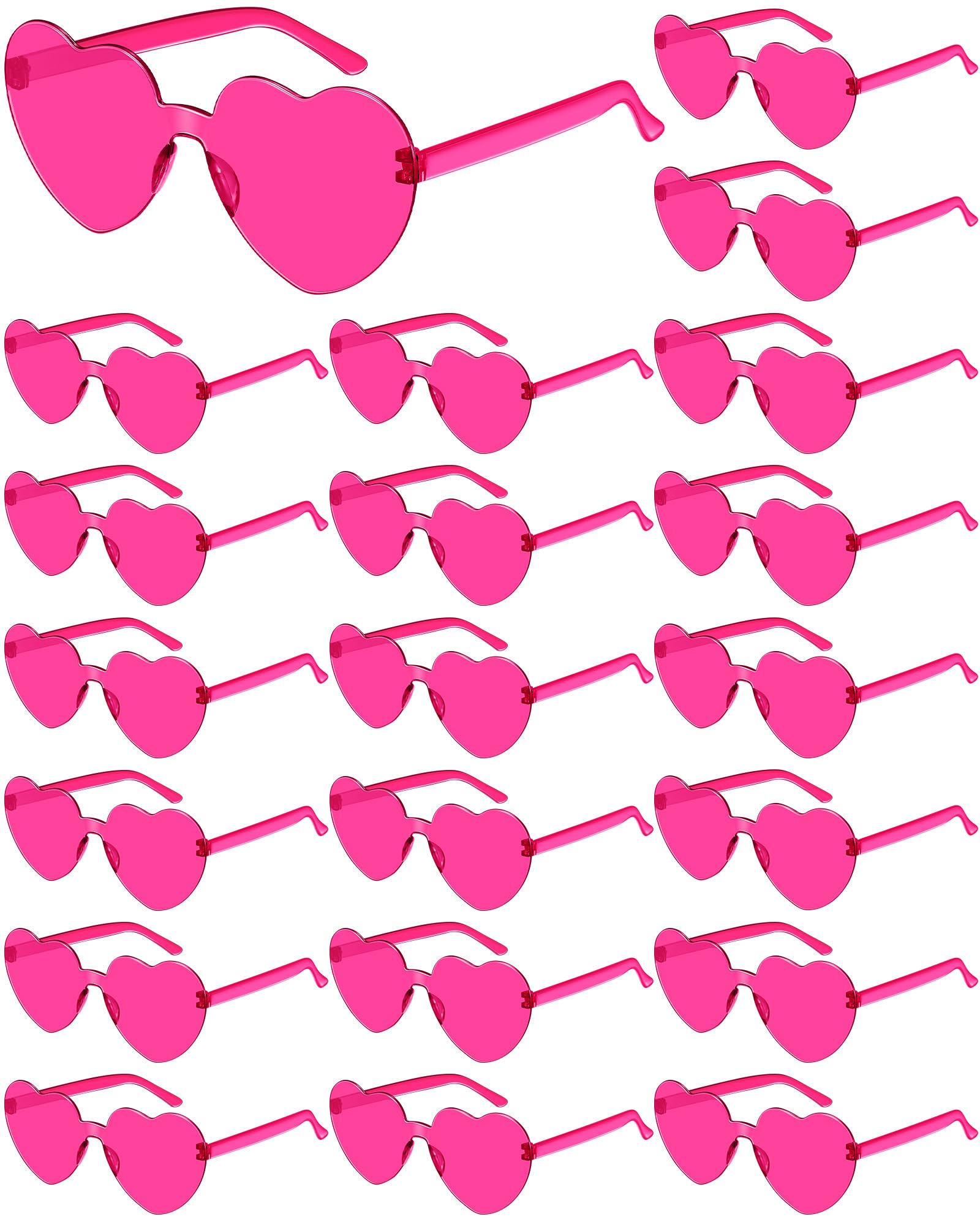 Frienda 20 Pairs Heart Shaped Sunglasses Rimless Candy Color Glasses for Women Men Party Favor