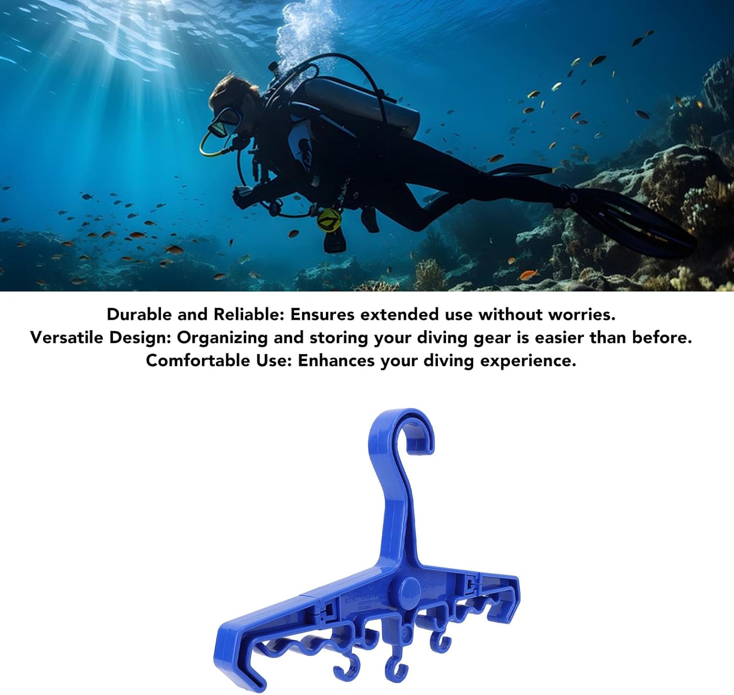 Hanger, Scuba Hanger, BC Regulator Hanger, Anti Slip, with Ergonomic Design, Multipurpose Heavy Duty Hanger, Portable Diving Gear for Travel Water Sports (Blue)