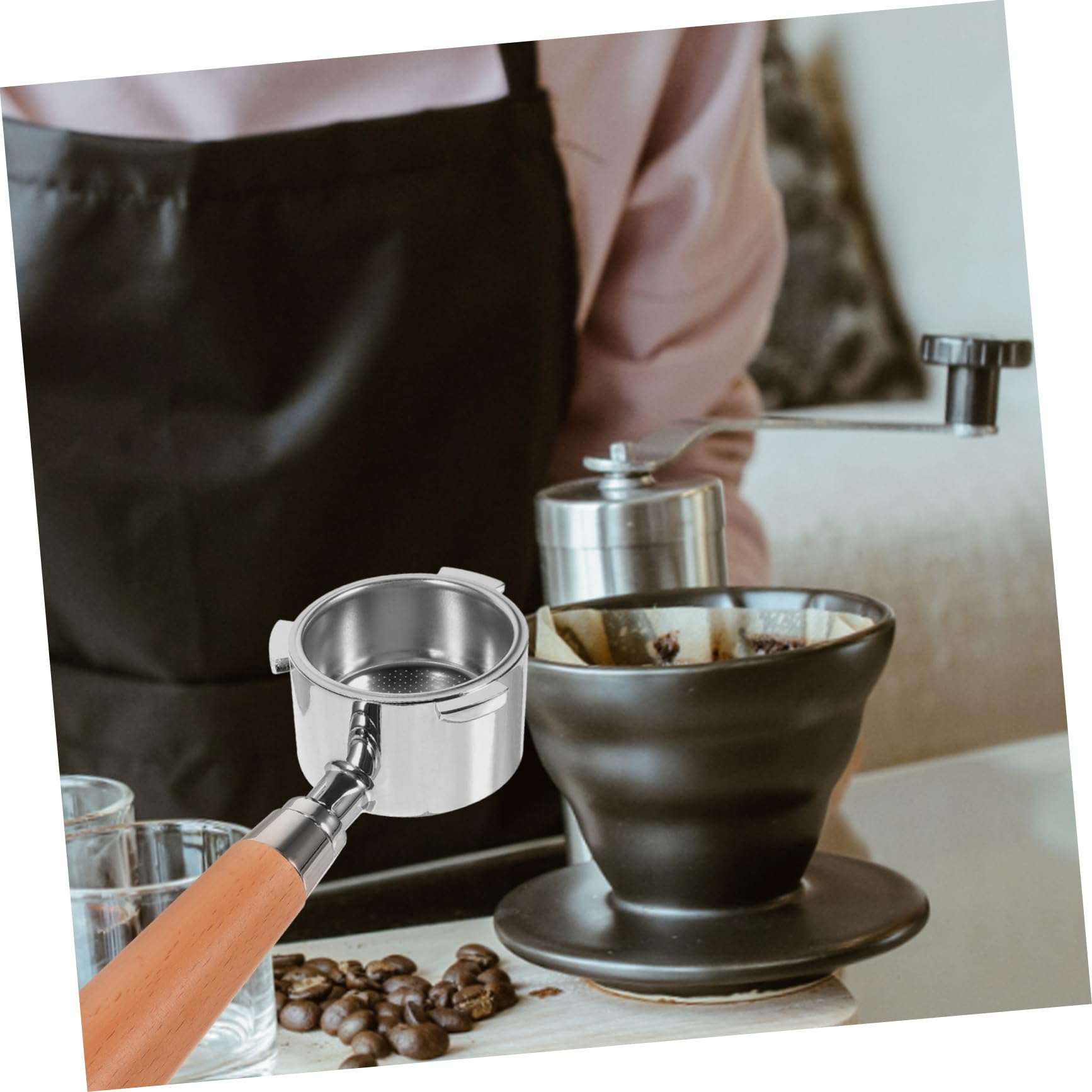 Portafiltro De Reemplazo Con Mango De Madera Portafiltro Sin Presión Para Cafetera Espresso Diseño Reutilizable y De Instalar