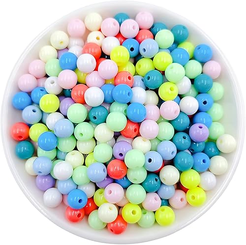 Miniatura 1 de HEOCAKR - Cuentas para hacer joyas, 300 cuentas acrílicas redondas de 0.315 pulgadas de color mixto, cuentas de perlas, cuentas de resina de