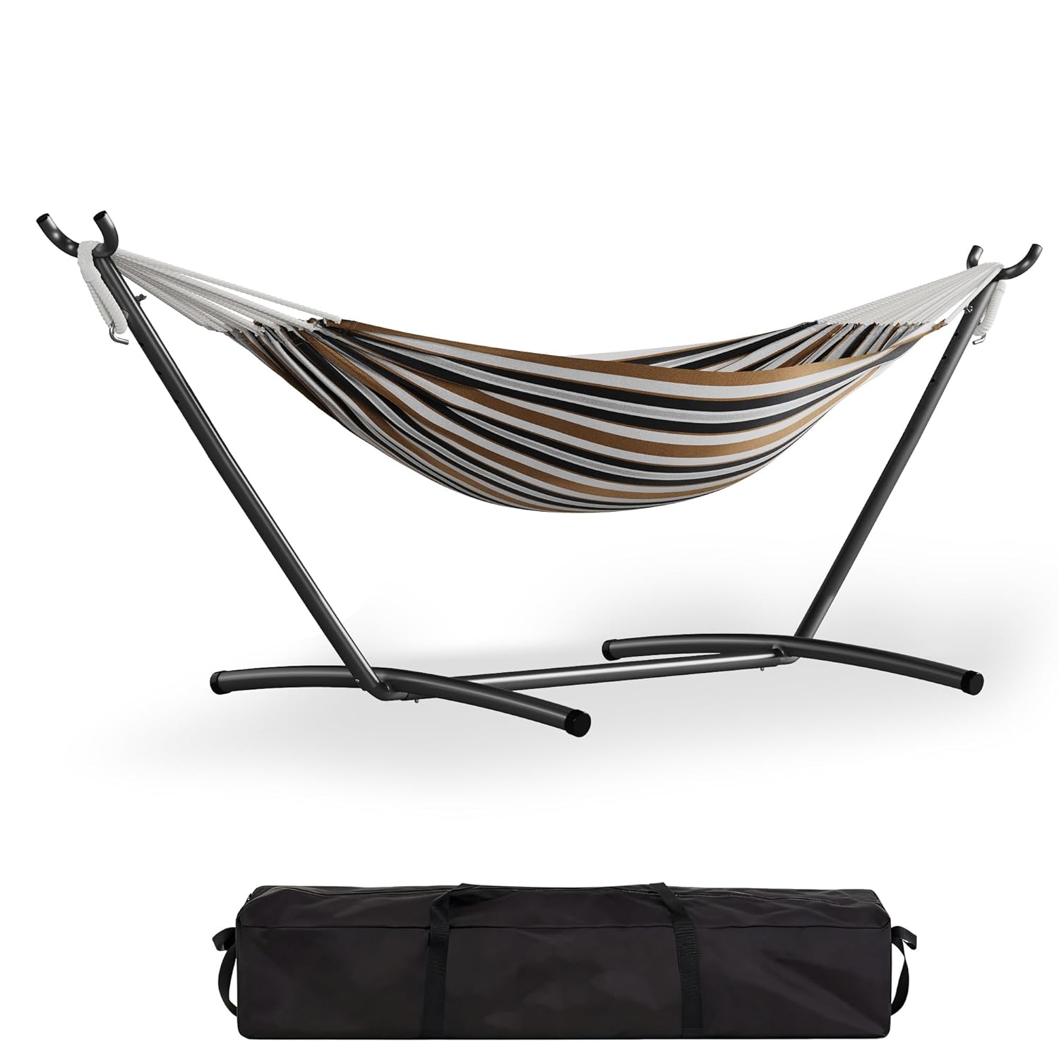 Garvee Double Hammock with Foldable Steel Stand and Carry Bag Standing Hammock Indoor Outdoor 450 LBS Weight Capacity