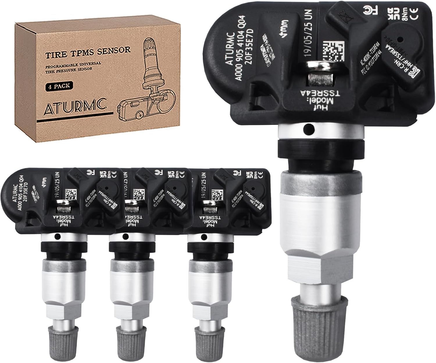 Set of 4 TPMS Sensor Tire Pressure Monitoring Sensor 433MHz Compatible with Mercedes-Benz EQA B GLE GLS GLB A CLA Replaces# A0009054104