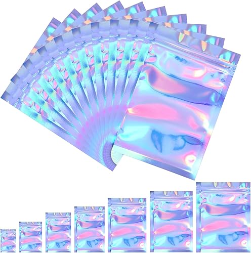 Miniatura 1 de Bolsas de papel de aluminio con cierre hermético resellable, antiolores, 100 unidades, para regalos de fiestas y almacenar comida.