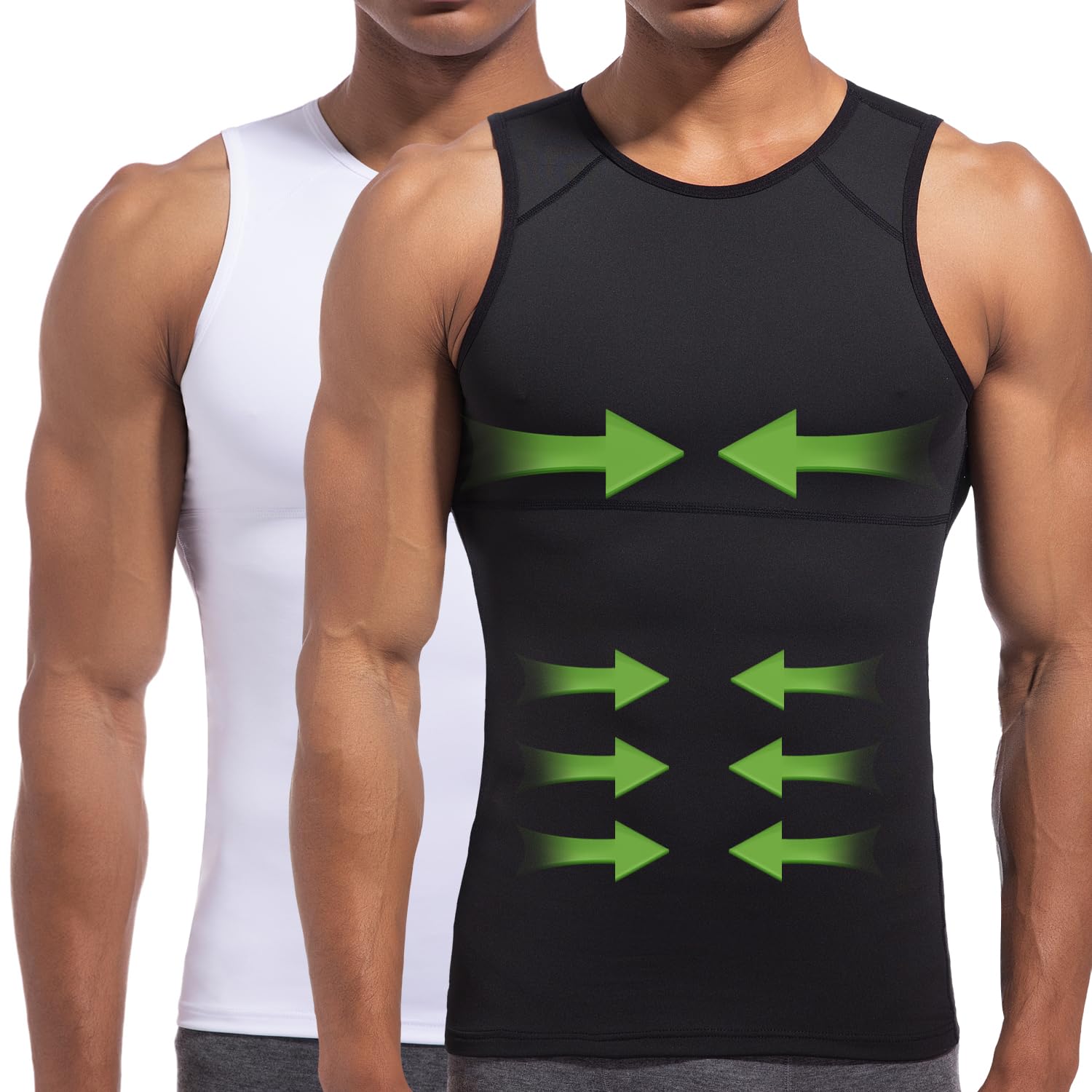 Lgtfy 4D Mens Compression Shirt, Slimming Body Shaper Vest, Gynecomastia Undershirt, Tummy Control Back Support Tank Top