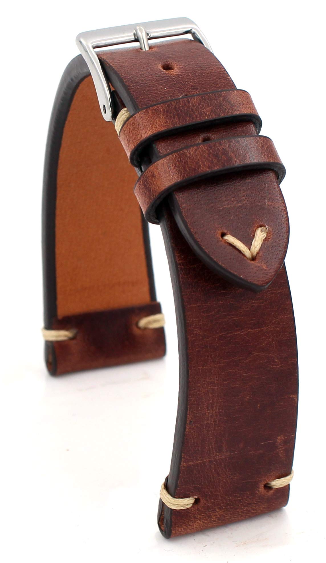 Sulla Tokio Vintage-Leder-Uhrenarmband 18–22 mm mit Dornschließe | Vintage-Lederband in mehreren Breiten und Brauntönen