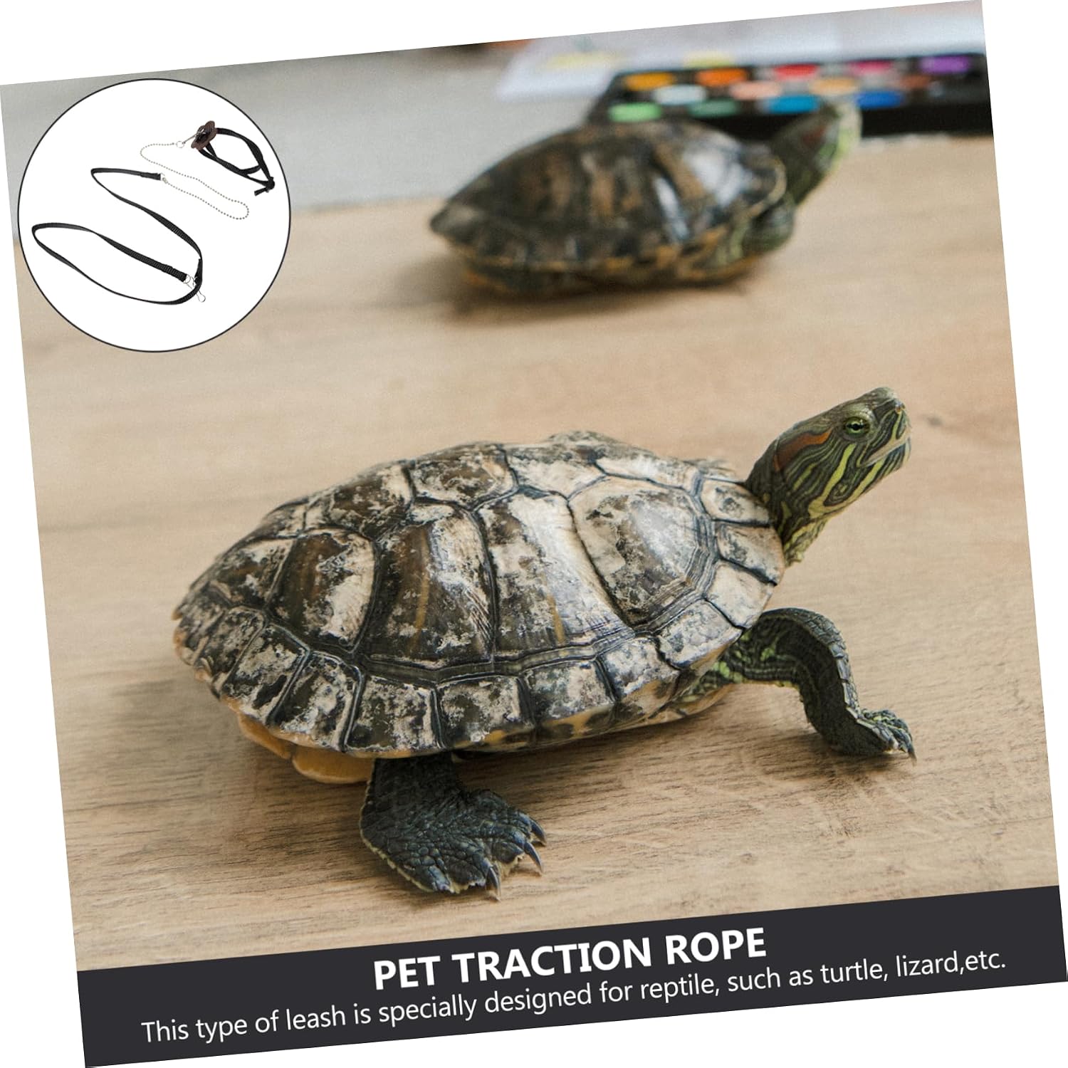 Adjustable Turtle Leash Pet Harness Traction Rope Size S Black Faux | Easy Finger Wear, Gentle on Skin, Convenient Dragging, for Lizard and Pet Use, Walking Training Lead
