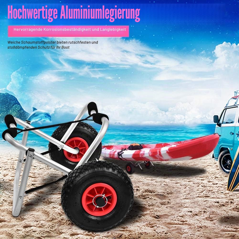 Wakects Kajaktransport,Faltbarer Transportwagen Bootswagen Kanuwagen,Aluminiumlegierung Kajak und Kanuwagen bis 80kg für Boote Kanu oder Kajak