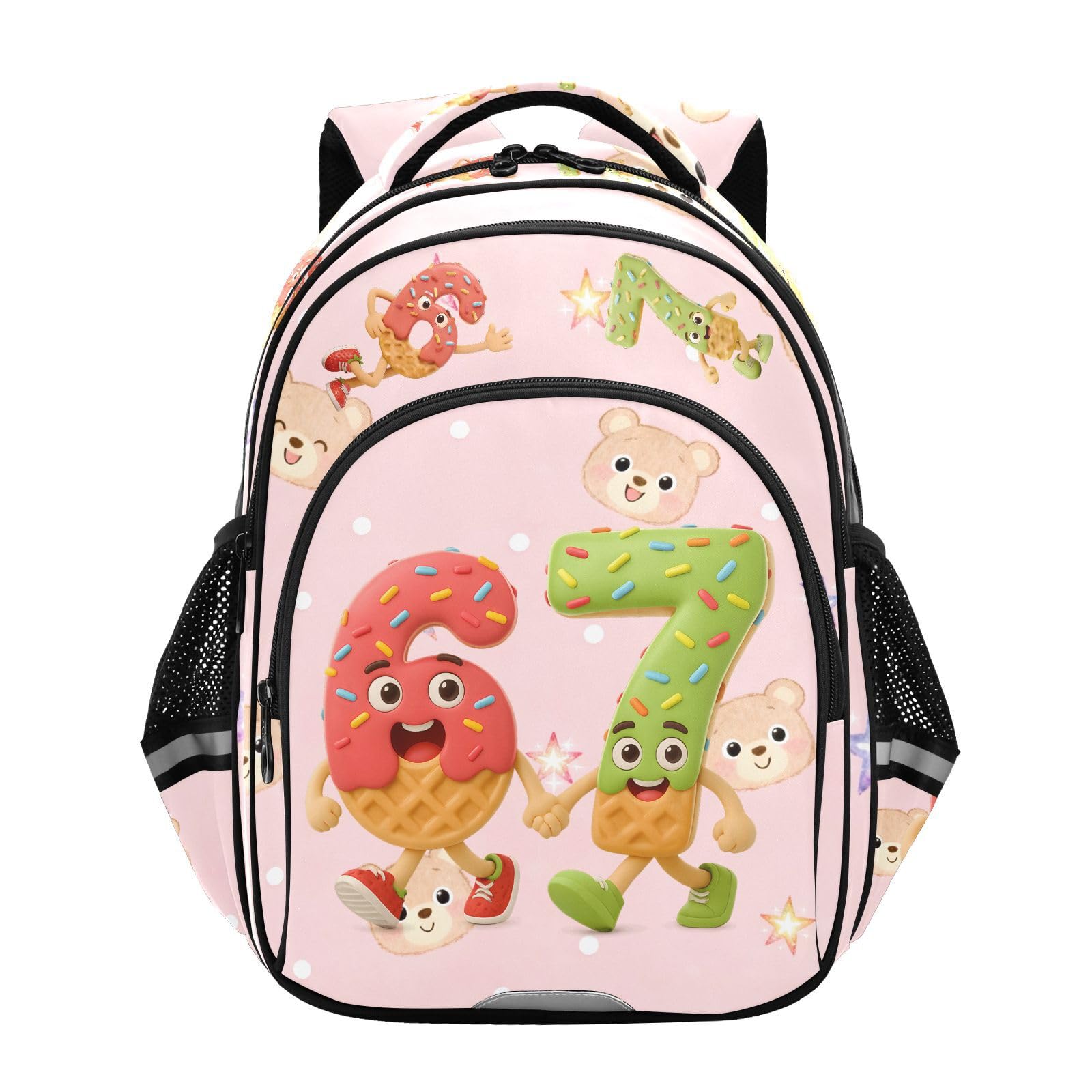 Lightweight Backpack for Boys Girls Kid Bookbag Reflective School Bag 6 7 Meme Daypack Pink S