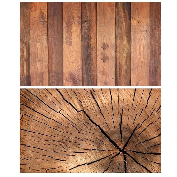 SAVIAURA 2-in-1 Double-Sided Waterproof Tabletop Photography Backdrop | 3D Flat Lay Design | 1 Sheet (#35- Cracked Wood & Brown Planks Pattern)