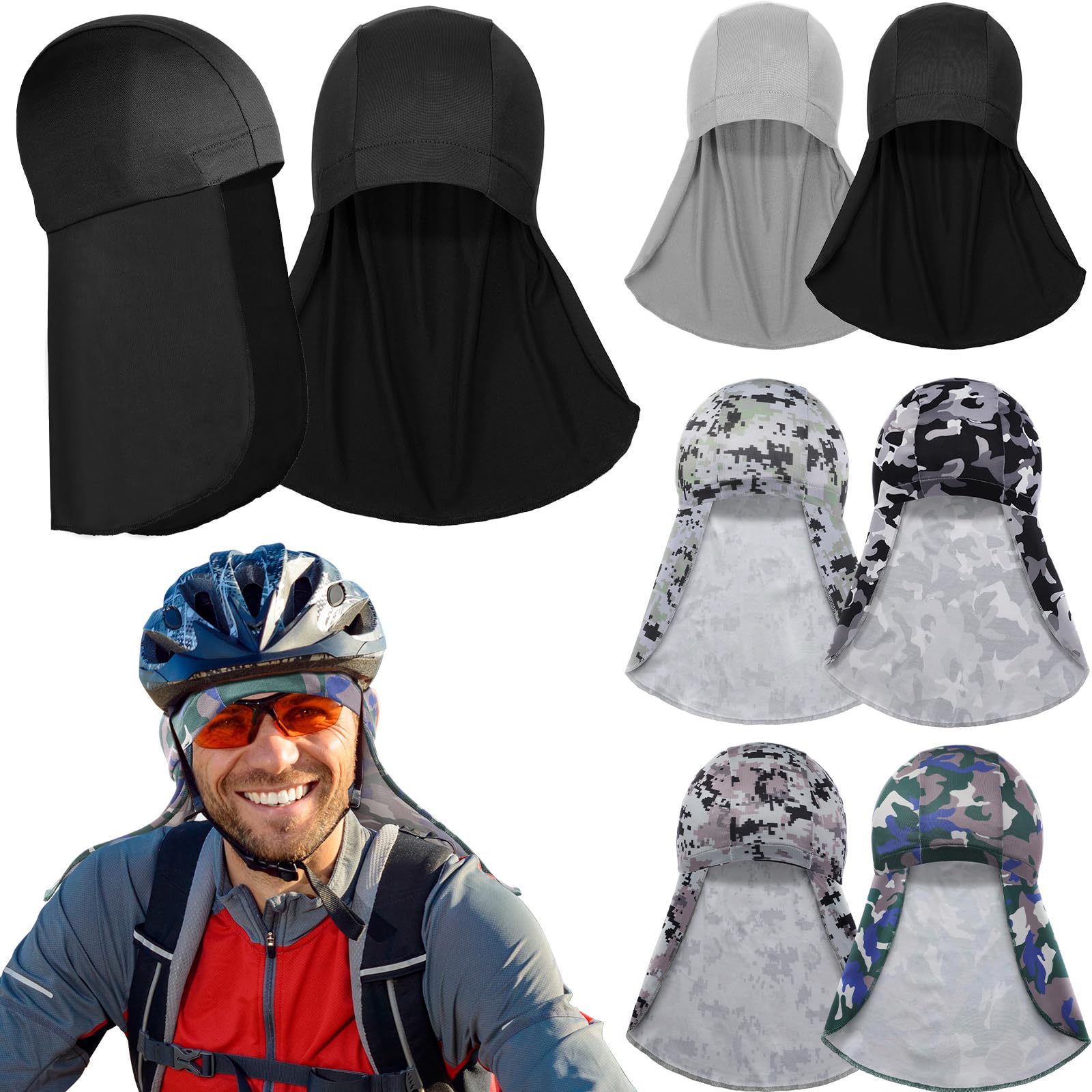Syhood Helmet Liner with Neck Mask, Black, Gray, Camouflage