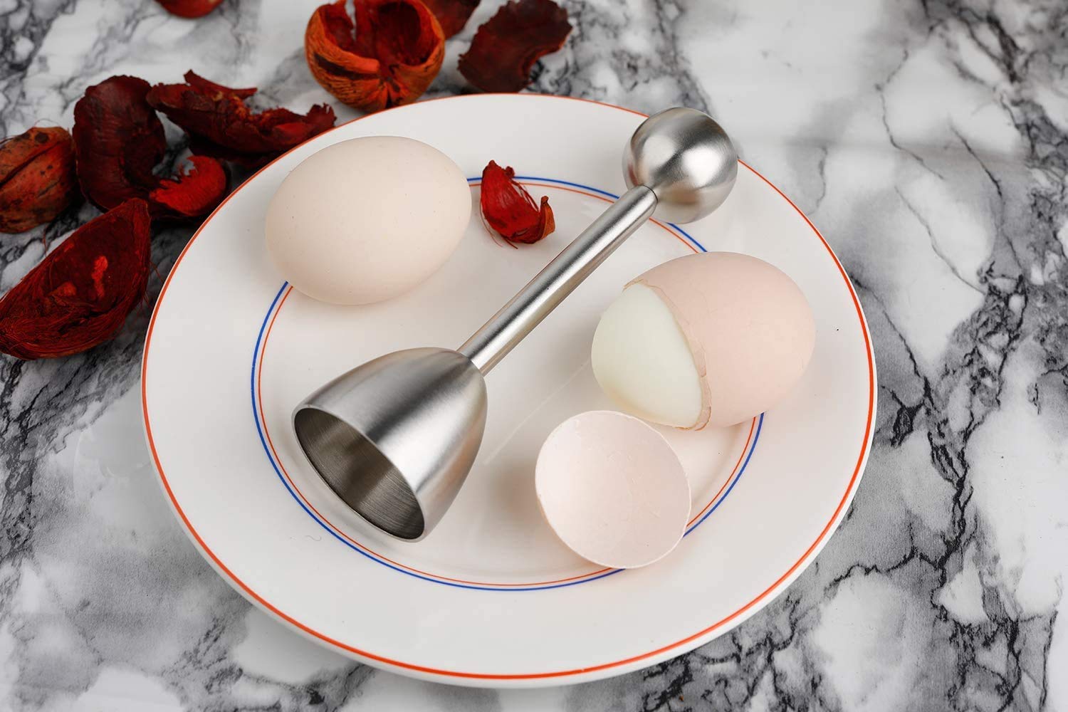 Soft Hard Boiled Egg Cracker Topper Extractor de cáscara de acero inoxidable Separador Huevos Cortador