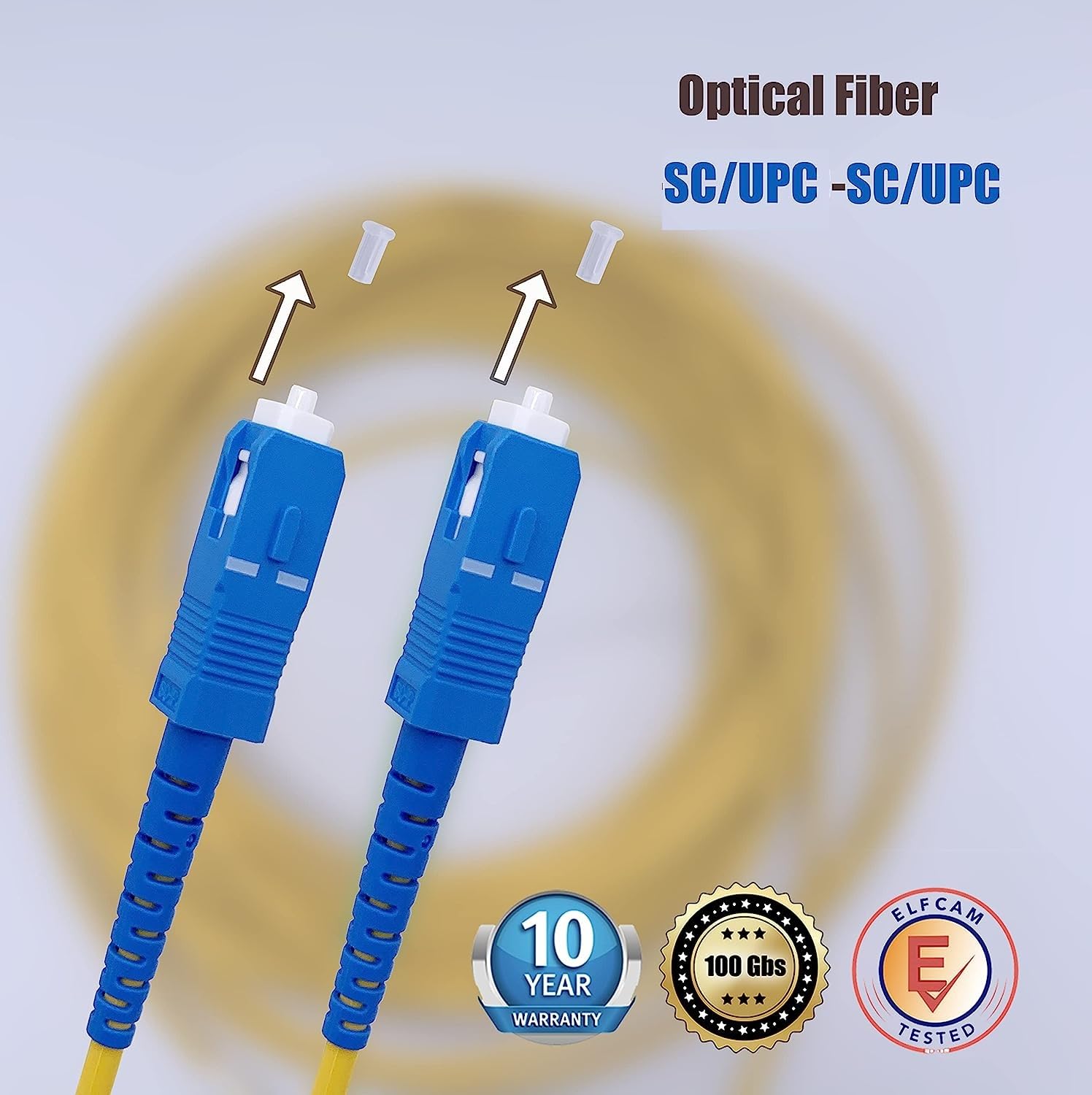 Elfcam® - Cavo in Fibra Ottica SC/UPC a SC/UPC Monomodale Simplex OS2 9/125µm, Giallo, 3 Metri