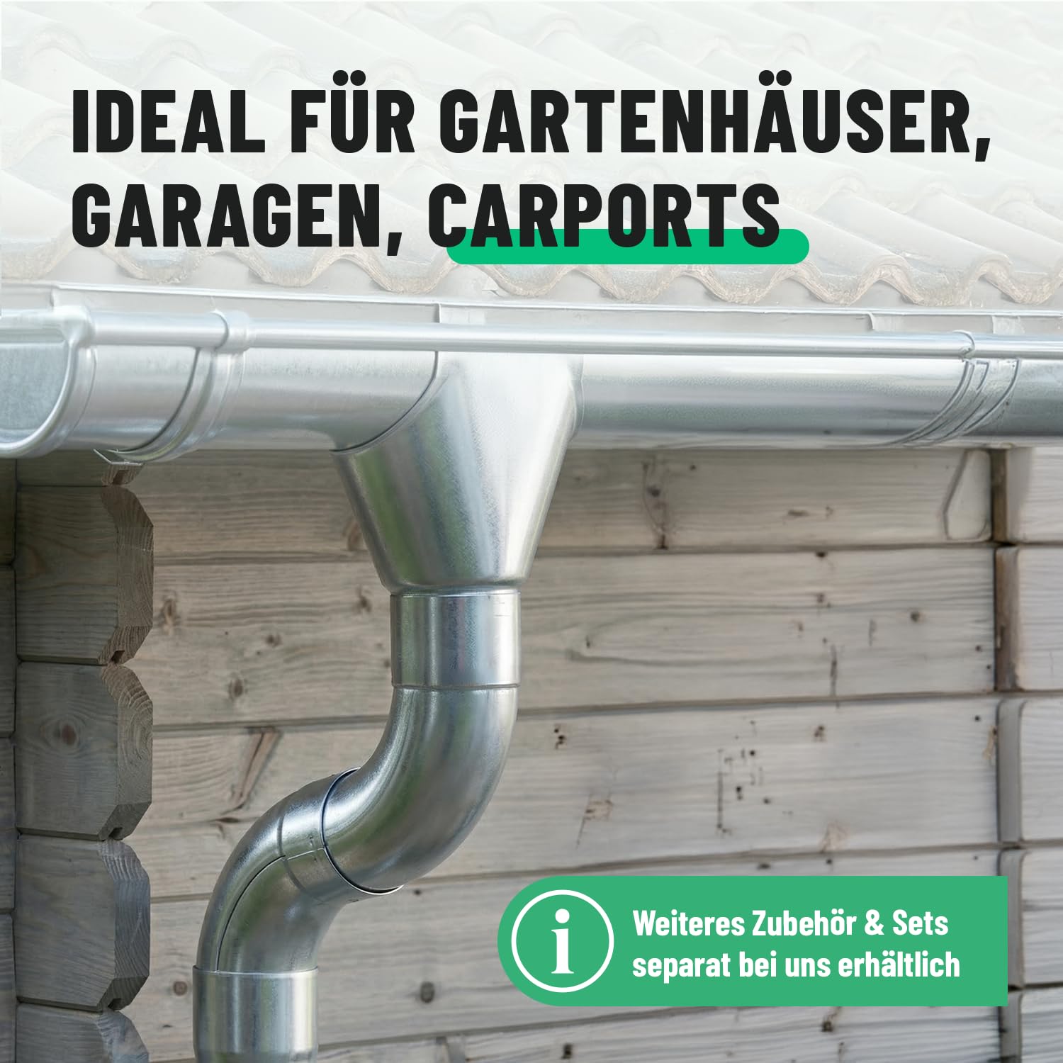 greate Einhangstutzen verzinkt für Dachrinne 280/80 - Made in Germany | 4er Pack Rinnenstutzen für halbrunde 280 Dachrinnen als Verbindungsstück an 80 mm Fallrohr - Ablaufstutzen Dachrinne