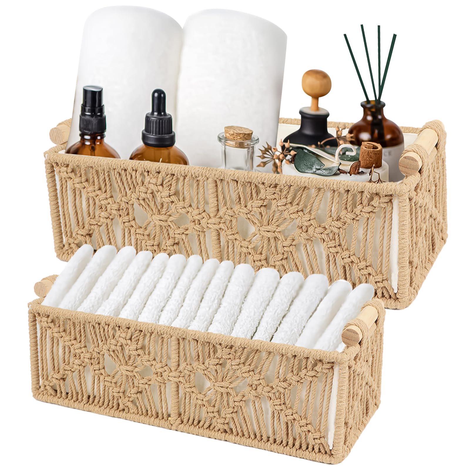 Panier de rangement en coton lot de 2 paniers tissés à main