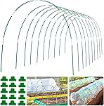 60Pcs Greenhouse Hoops Grow Tunnel Wide, 8FT Rust-Free Fiberglass Support Garden Hoops Kit for Raised Beds Plant Cloth Row Cover Netting-DIY Plant Support Garden Hoop for Netting-40Pcs Clips