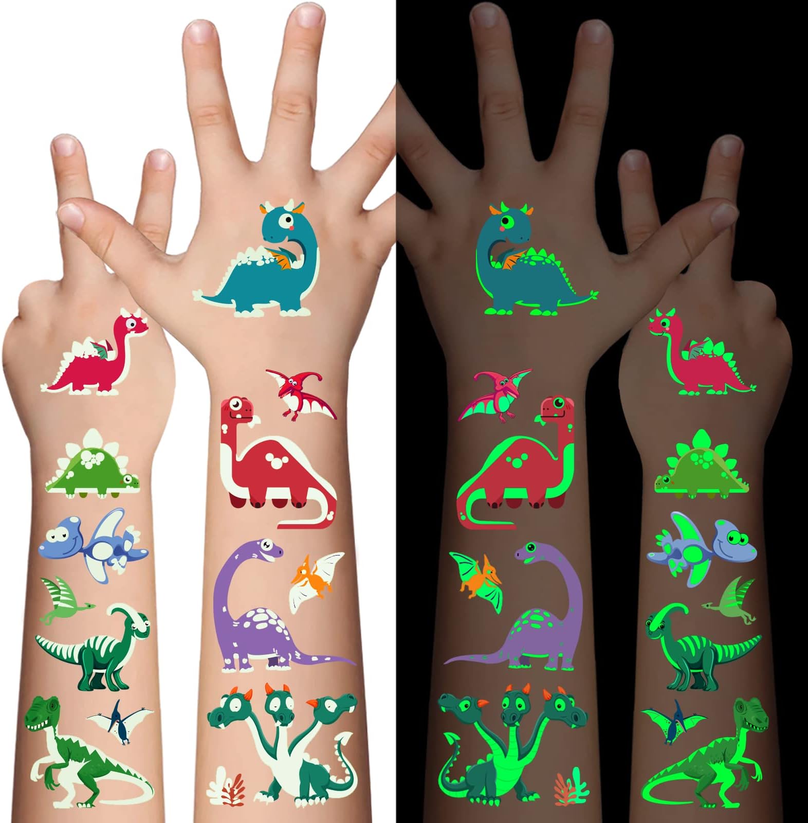Amazon.com : UVUXO Dinosaur Temporary Tattoos for kids - 10 Sheets ...