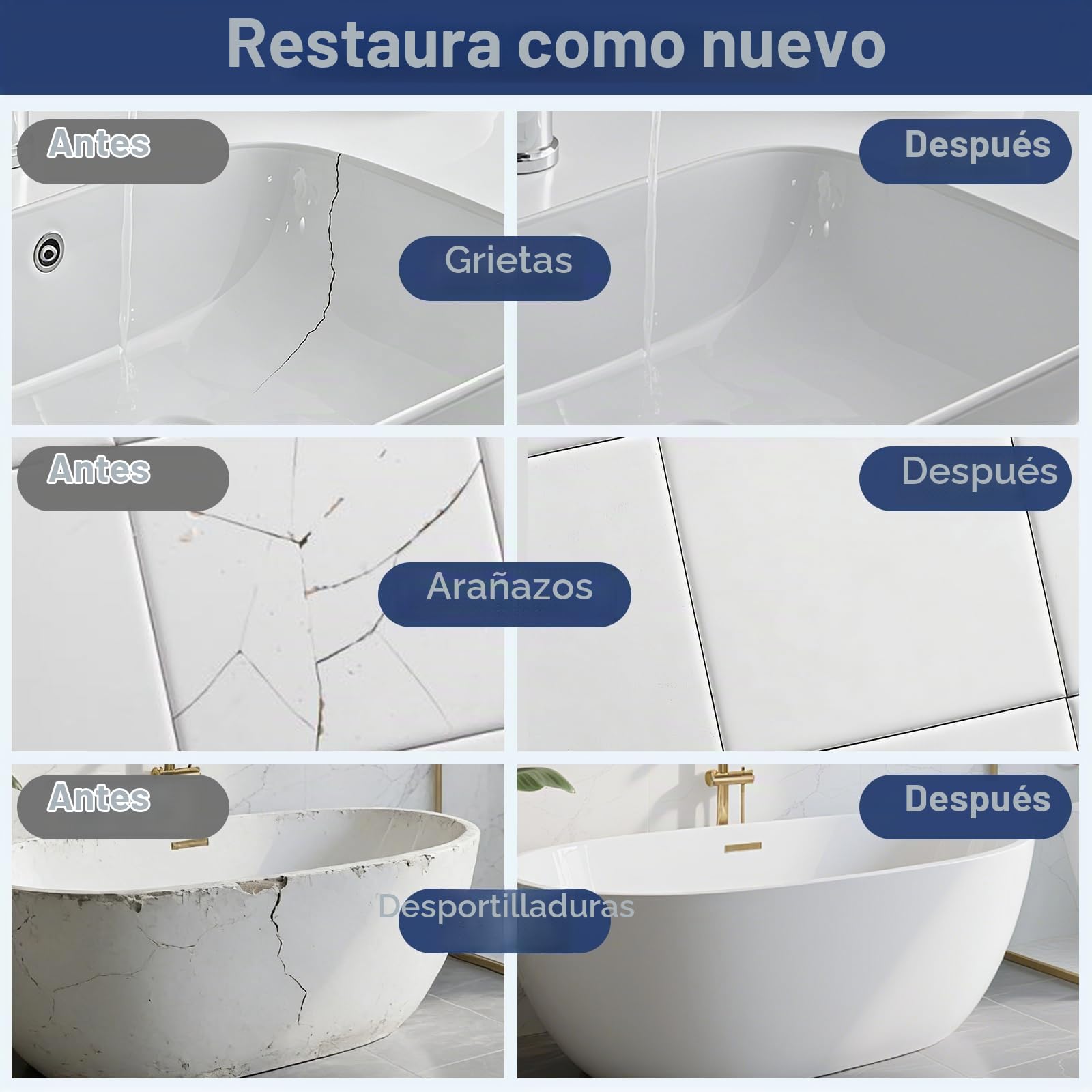 Kalolary Kit Reparación Bañera,12 Pigmentos, Reparador de Grietas y Arañazo | para Bañeras de Fibra de Vidrio, Acrílico, Esmalte y Porcelana, Reparación para Bañera, Lavabo, Plato de Ducha