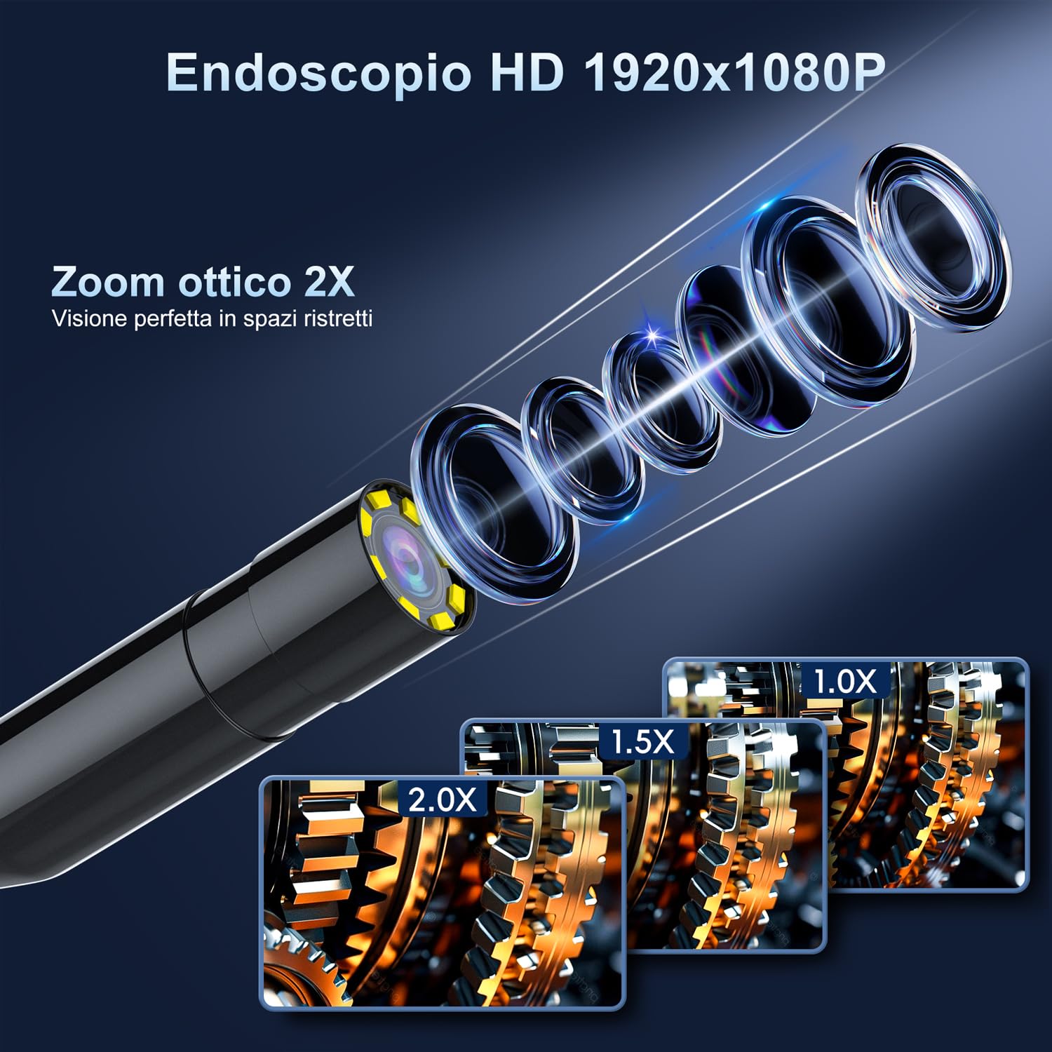 SKYBASIC Endoscopio Industriale, Telecamera di Ispezione HD 1080P con Schermo IPS da 4,3 Pollici, Telecamera Serpente IP67 Impermeabile con 8 LED, per Auto, Pareti e Scarichi ，Cavo Semirigido 5M