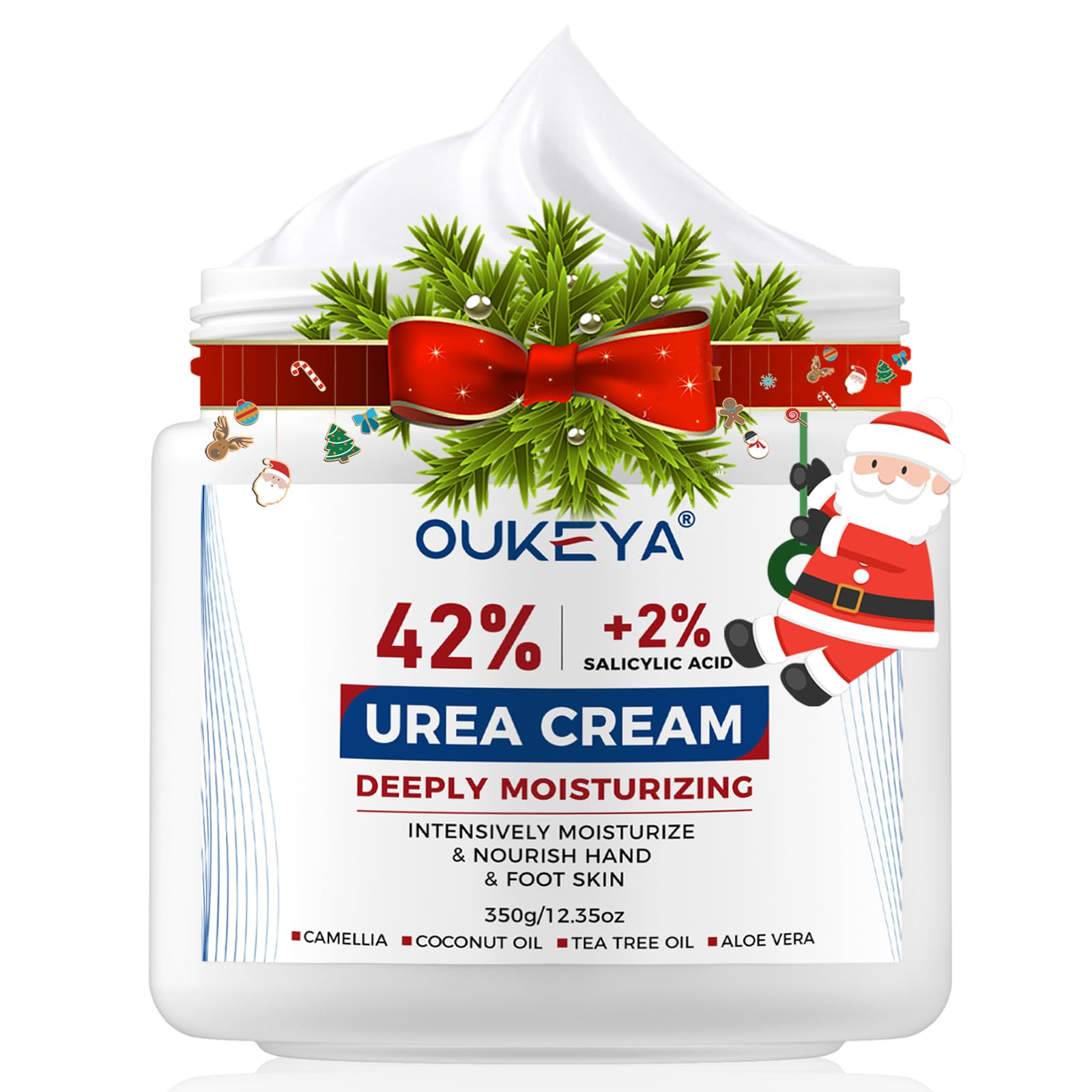 OUKEYA Urea Cream 42% plus Salicylic Acid 2% Net 350g for Dry Cracked Feet, Heels, Knees, Elbows, Hands Repair Treatment.Moisturizes and Removes Corns,Calluses,Dead Skin,and Softens Toenails