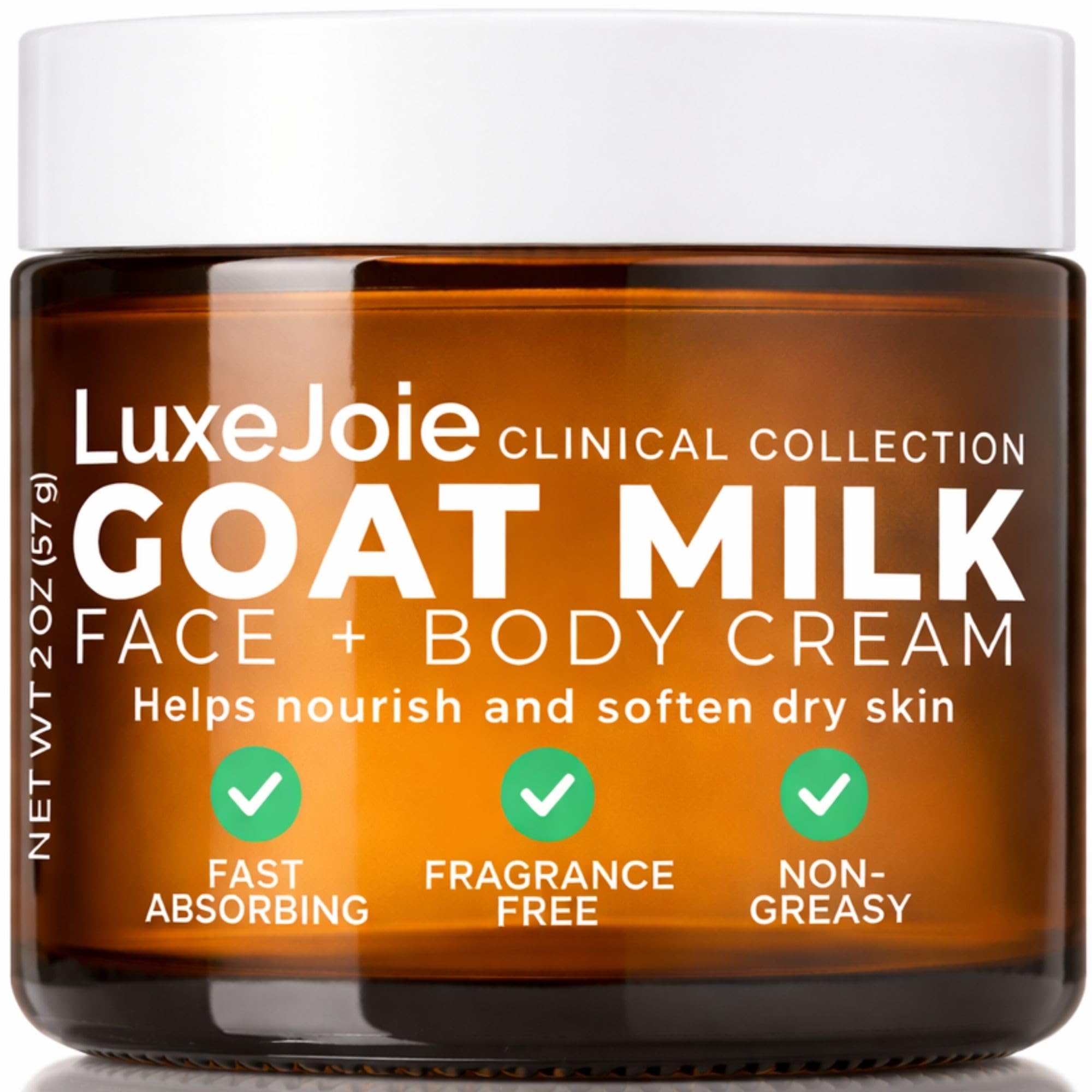 LuxeJoie Goat Milk Moisturizer Premium Face Cream Vitamin C & E, Anti Aging Complexes to Reduce Dark Circles, Puffiness, Under Eye Bags, Wrinkles & Fine Lines, Men & Women