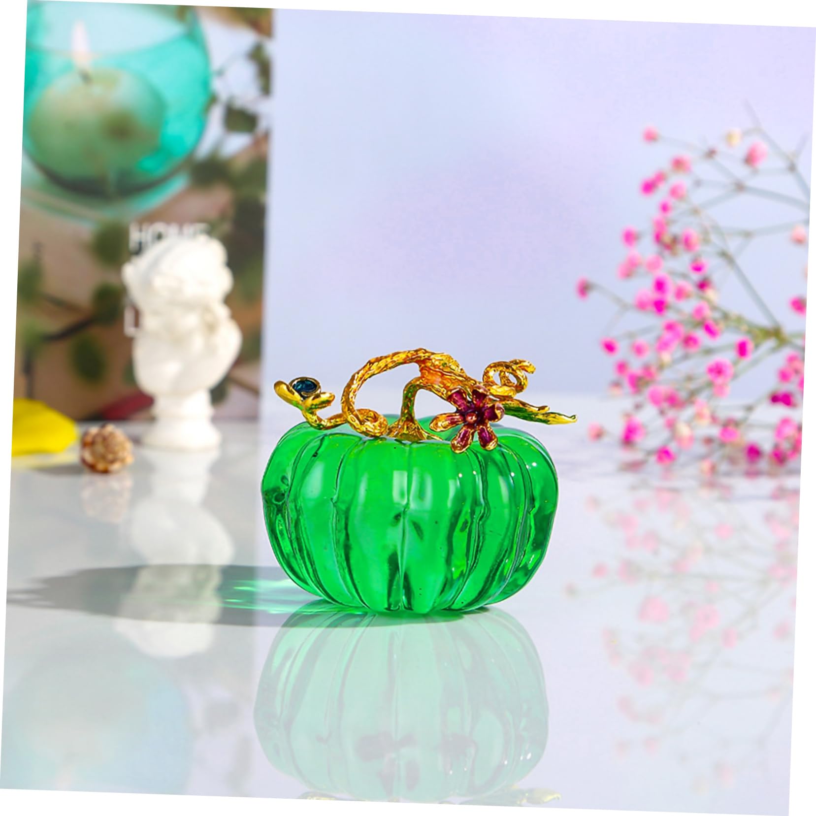 Ciieeo 4 Stück Kürbis-Ornamente Dekorative Kürbisstatue Kleines Handwerk Thanksgiving Ernten Minifiguren Mini-Laternen Dekorativ Gedrungener - Kristall