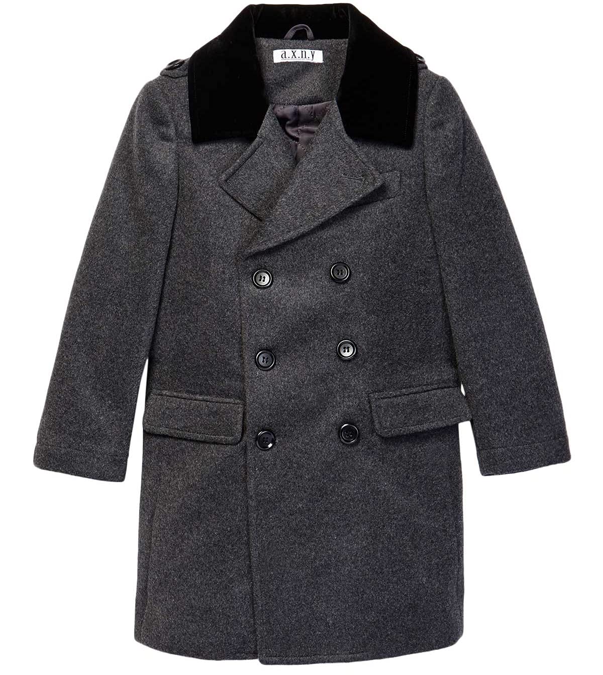Isaac Mizrahi Boy's 2-20 Velvet Collar Quilt Lined Wool Blend Peacoat