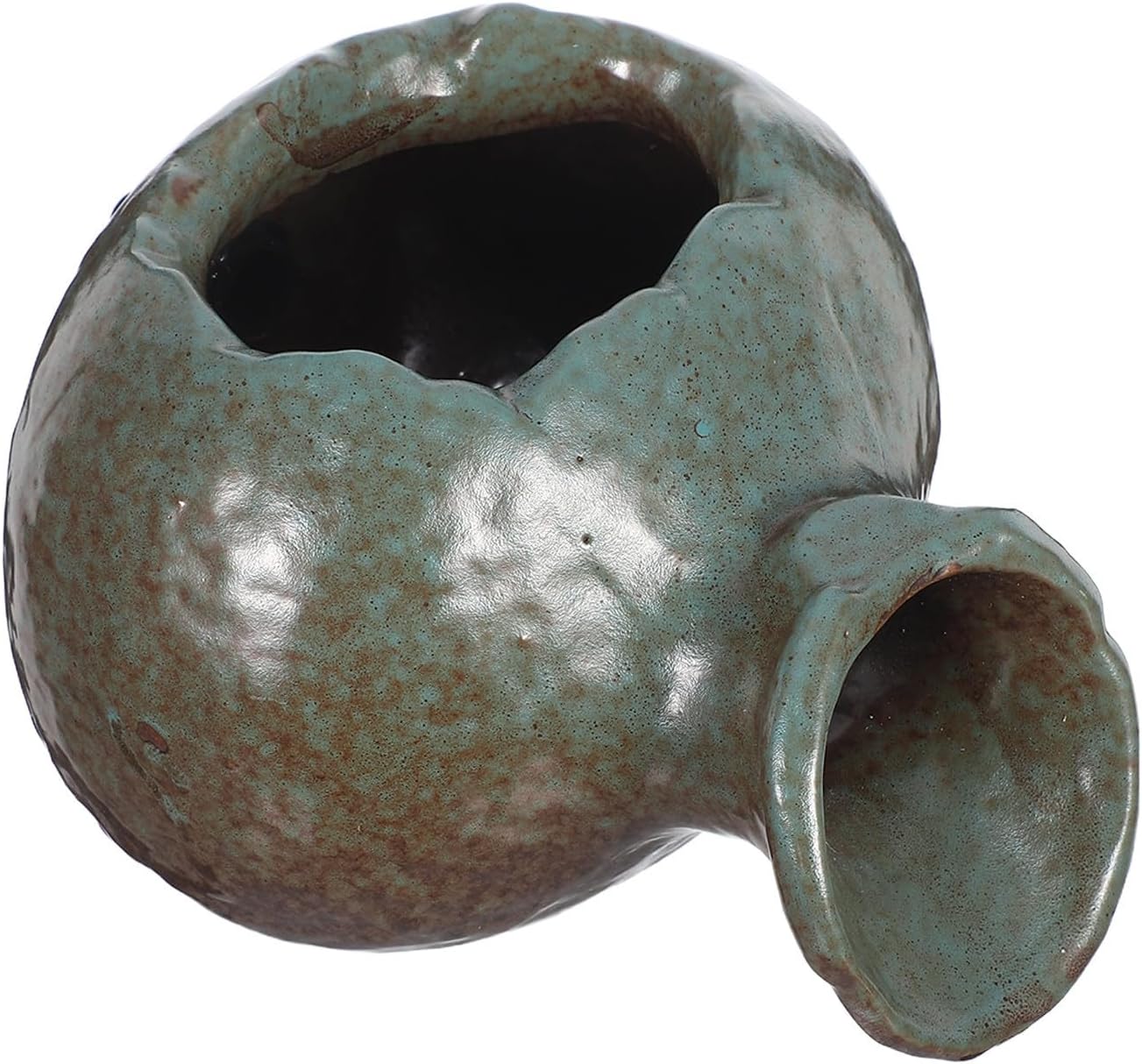 Blue Ceramic Garden Pot Water Fountain for Fish Tanks and Ponds with Sustainable Micro Ecosystem and Natural Water Circulation Yard Decoration