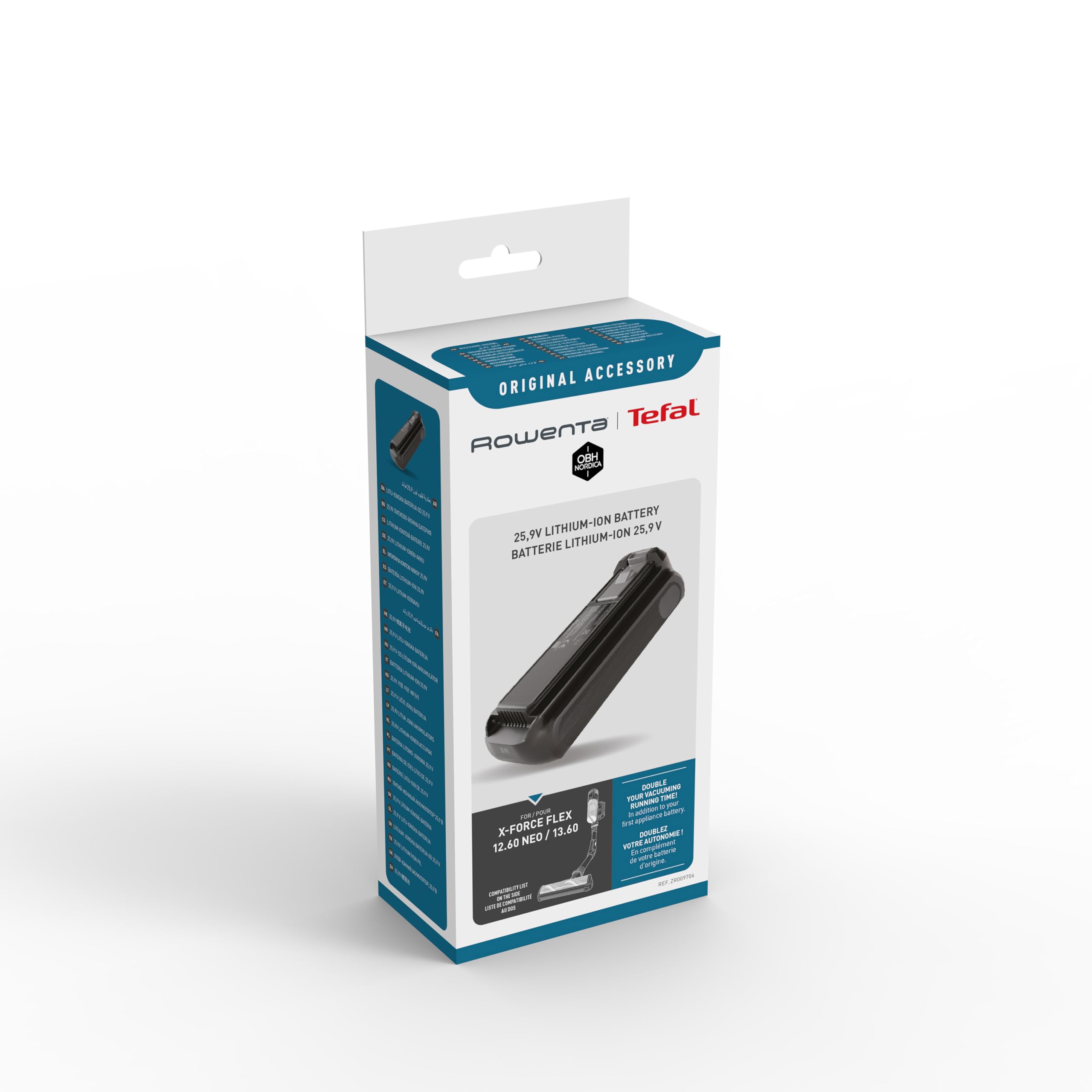 Rowenta X-Force 25.9 V Zusatzakku, herausnehmbarer Akku für kabellose Staubsauger, kompatibel mit X-Force Flex 12.60 Neo / 13.60 Staubsaugern von Rowenta, schwarz, ZR009706