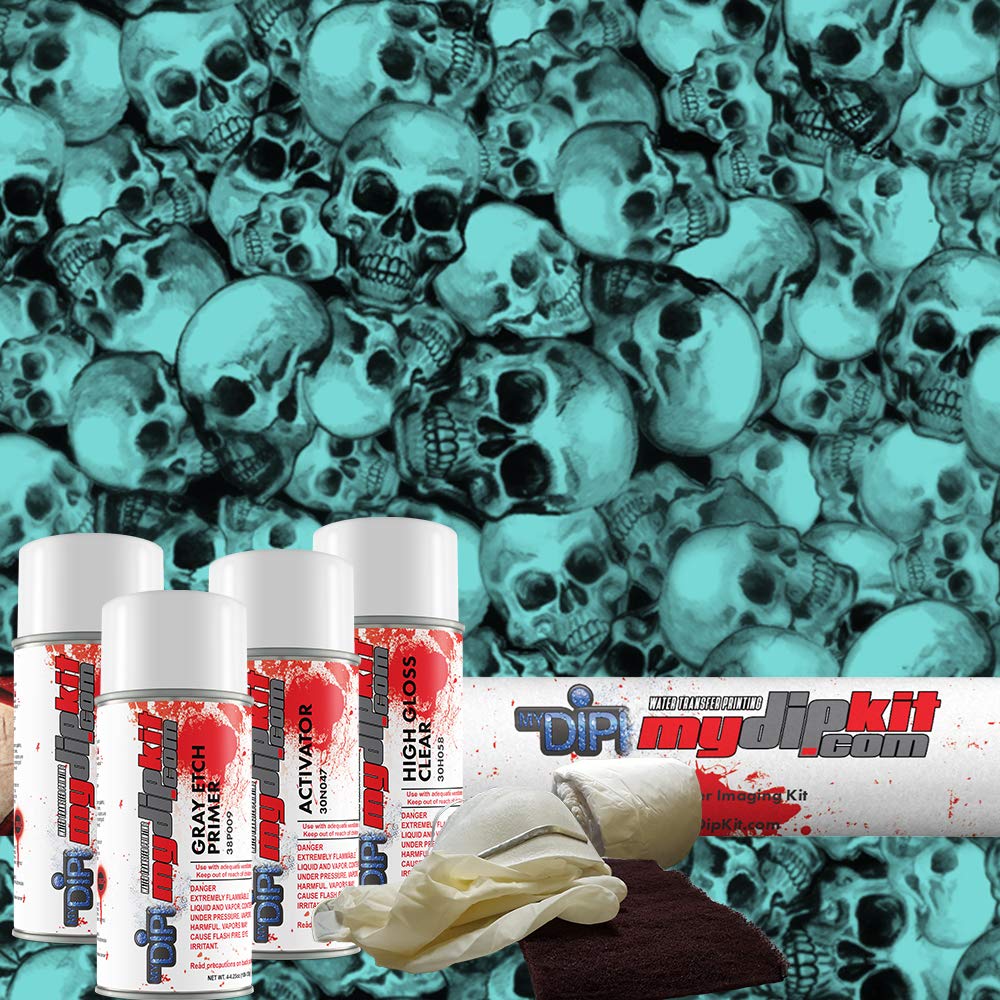 Arctic Blue Dead Hedz Skulls - Hydrographics Film Kit - MyDipKit - LL-801-Arctic-Blue - Water Transfer Printing