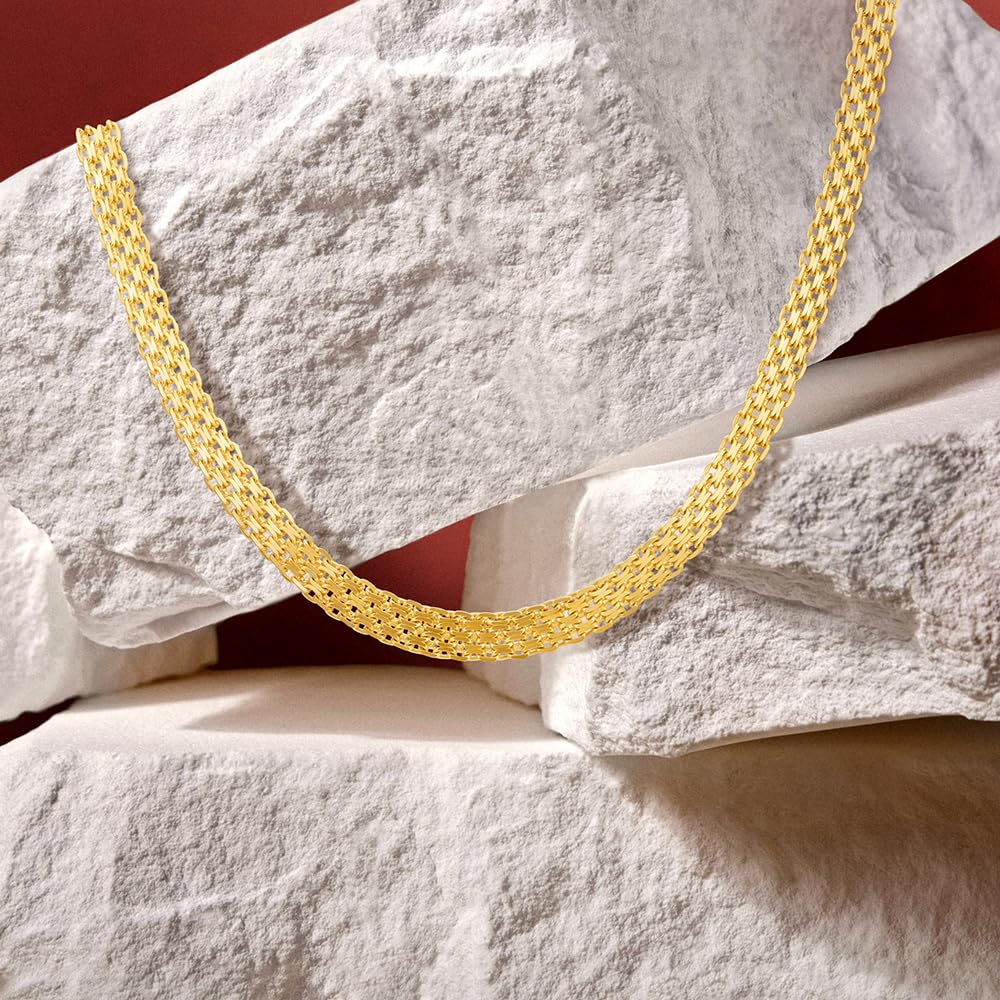 Orovi Gargantilla Dorada Mujer de Malla en Plata de ley 925 Bañado en Oro de 18 Quilates Longitud 45cm Ancho 4mm con Cadena de Extensión 5cm Cierre de Mosquetón Fabricado en Italia Entregado en Joyero