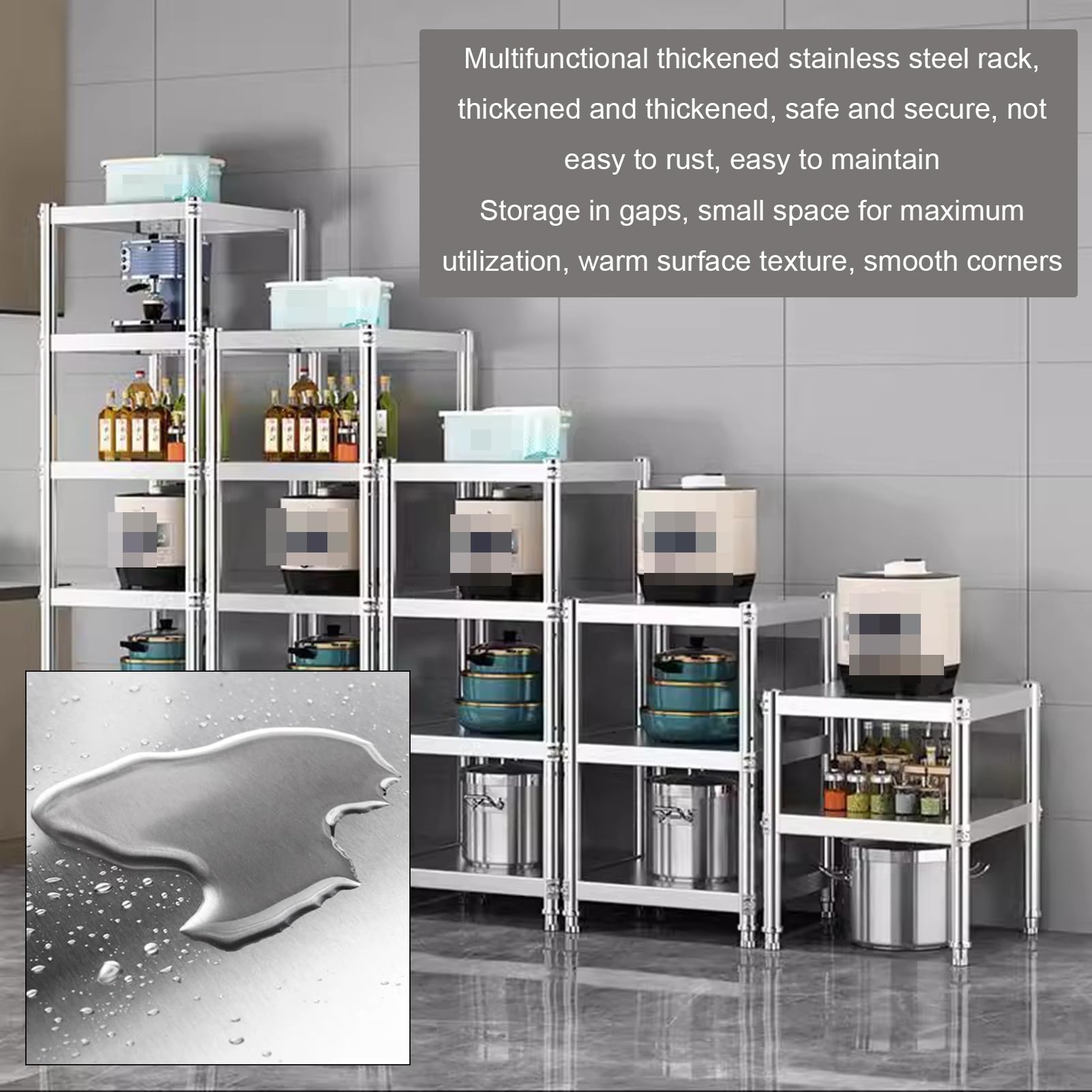 Scaffale a 4 ripiani per cucina, ufficio e ReurantLar CapaciSto Rack (70 x 35 x 120 cm) Soluzione salvaspazio versatile