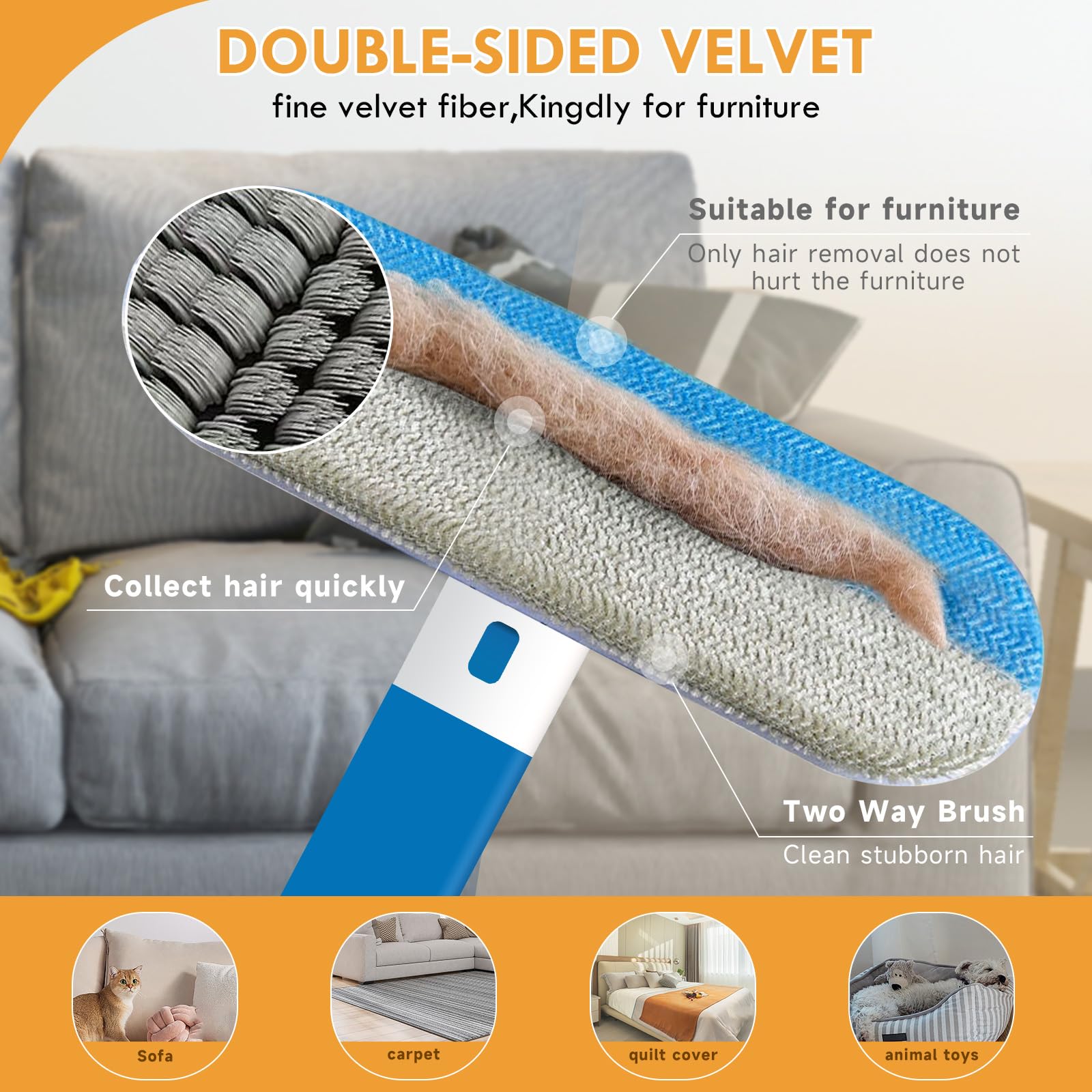 Pet Hair Remover for Couch,18 Inch, Suitable for dog and cat hair, Washable, Reusable, Suitable for Sofas Carpets Sheets and Other Furniture, Eco-friendly and durable - image 4