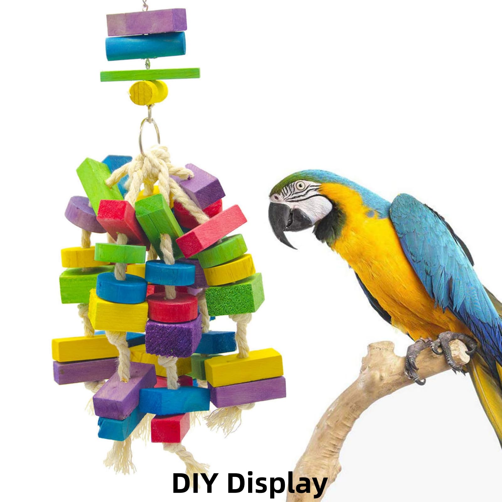 Bird Toys, Wood Wooden Colored 100pcs Parrot Toys, Multicolored Natural Wooden Blocks,African Grey Parrots, Macaws, Cockatoos, Parrot chew Toys - image 3