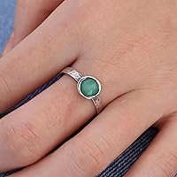 Vista 5 de Anillo de plata de ley con piedras preciosas para mujer, anillo apilable de piedra martillada, anillo de piedra natal