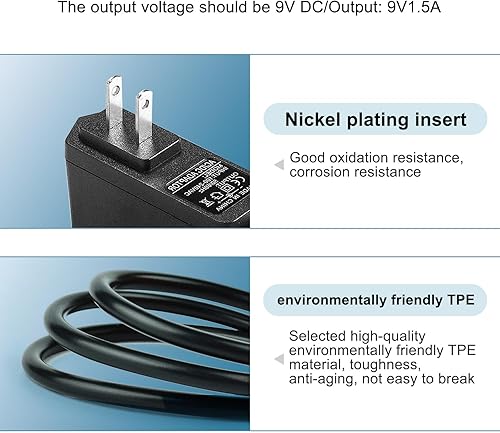 Miniatura 5 de Adaptador de corriente de cargador Casio de 9V AC/DC compatible con Casio Piano AD-5 AD-5MU, teclado Casio WK-200 WK-210 CT-360 CTK-496 CTK-500