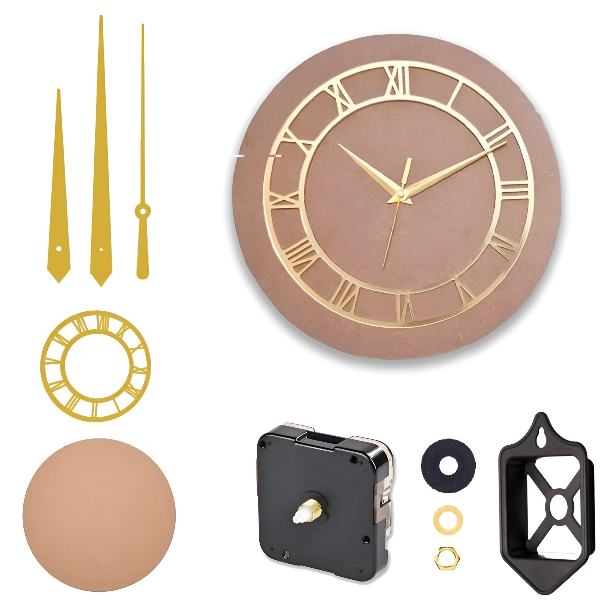 Resin Art Work Clock Material (12 '' MDF 4mm, Silver Acrylic Roman Ring, Silver Hands, 16mm Ajnata Clock Machine)