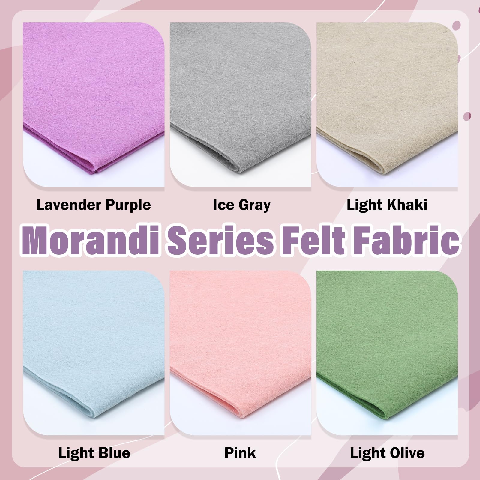 XSEINO 6 Rolls 11.8"x35" 1.4mm Thick Soft Felt Fabric Sheet 6 Assorted Morandi Series Colors Felt Pack for DIY Craft Sewing Squares Nonwoven Patchwork