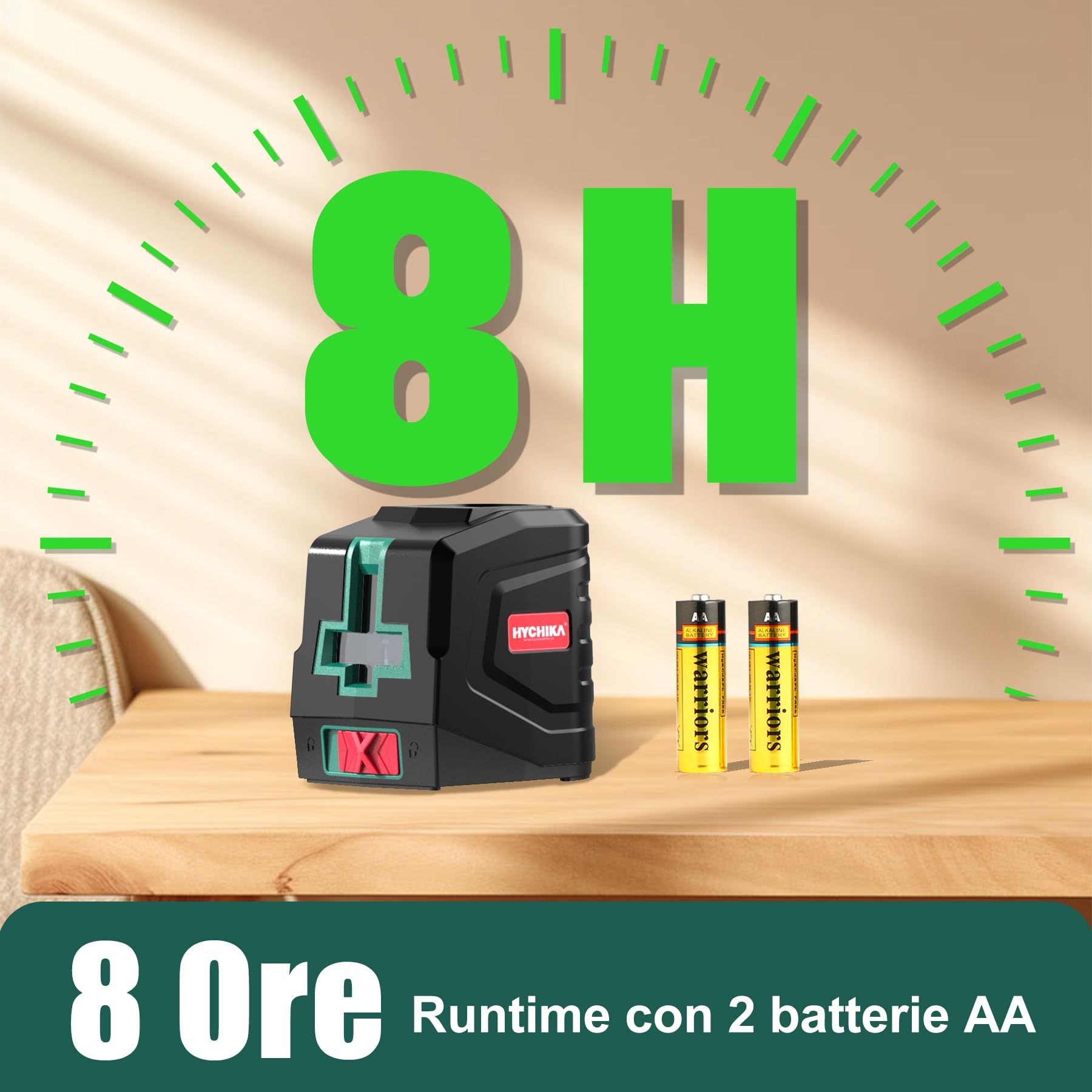 HYCHIKA Livella Laser Autolivellante con Treppiede, Livello Laser con 2 Batterie AA e Borsa in Tessuto, per Decorazioni Domestiche, DIY